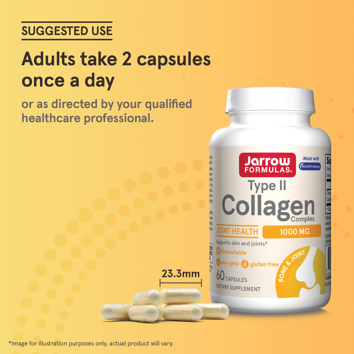 Jarrow Formulas® Type II Collagen Complex 1000 mg Supplements, Supports Skin and Joint Health, 60 Capsules, 30 Day Supply - FENGGESTORE20