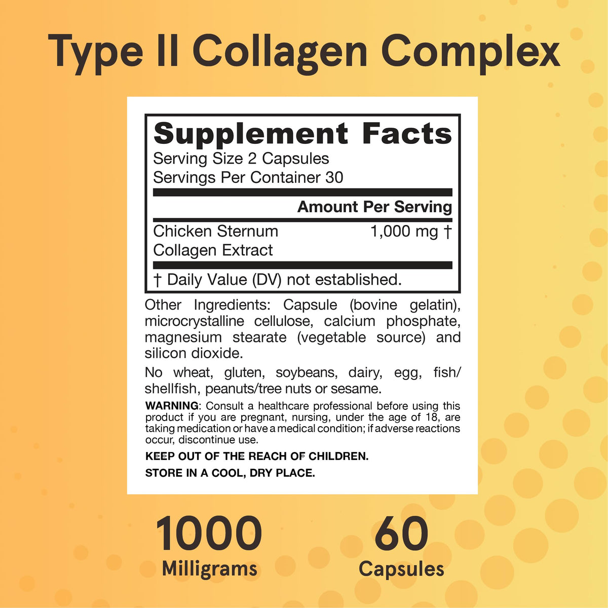 Jarrow Formulas® Type II Collagen Complex 1000 mg Supplements, Supports Skin and Joint Health, 60 Capsules, 30 Day Supply - FENGGESTORE20