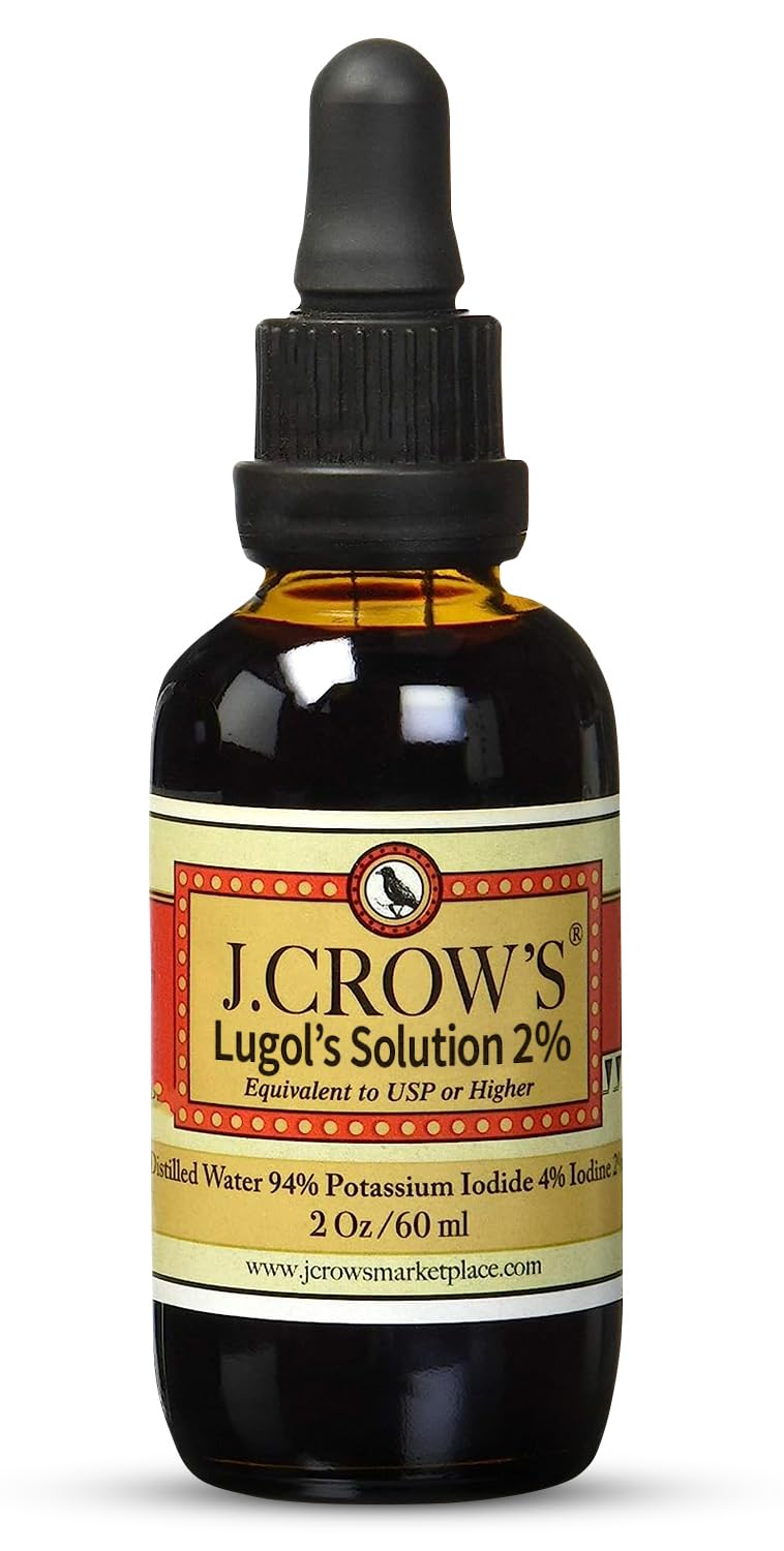 J.CROW'S® Lugol's Solution of Iodine 2% 2 oz (1 Bottle) – Premium Iodine & Potassium Iodide Liquid, Gluten - FENGGESTORE20