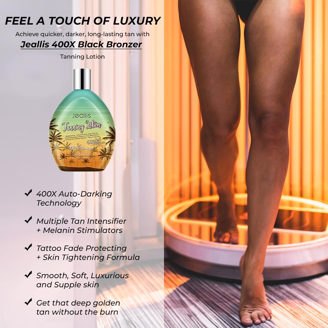 Jeallis Extreme Dark Tanning Lotion Accelerator for Indoor Tanning Beds & Outdoor Sun Tan with Bronzer to Get Dark Fast Tan - FENGGESTORE20