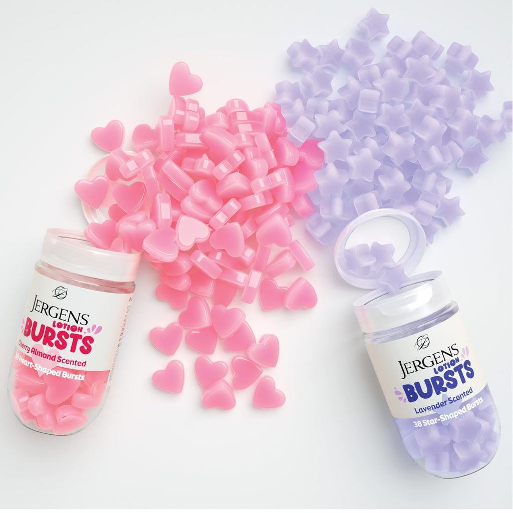 Jergens Cherry Almond Lotion Bursts, Squishy Heart-Shaped Moisturizer Bursts, Lotion Gifts for Teens, 38 Ct - FENGGESTORE20