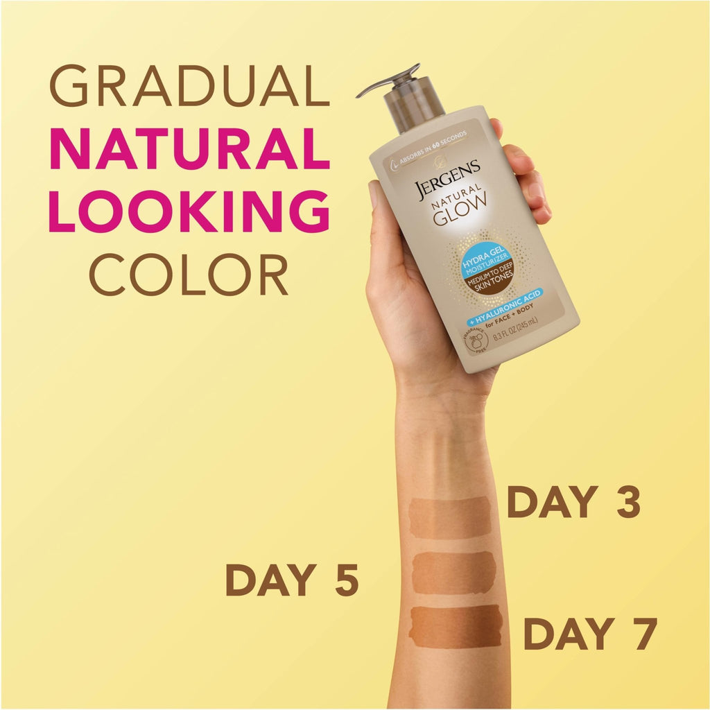 Jergens Natural Glow Hydra Gel Moisturizer, Hyaluronic Acid Tanning Lotion, Hydrating Tanning Gel, Fragrance-Free Self Tanner - FENGGESTORE20