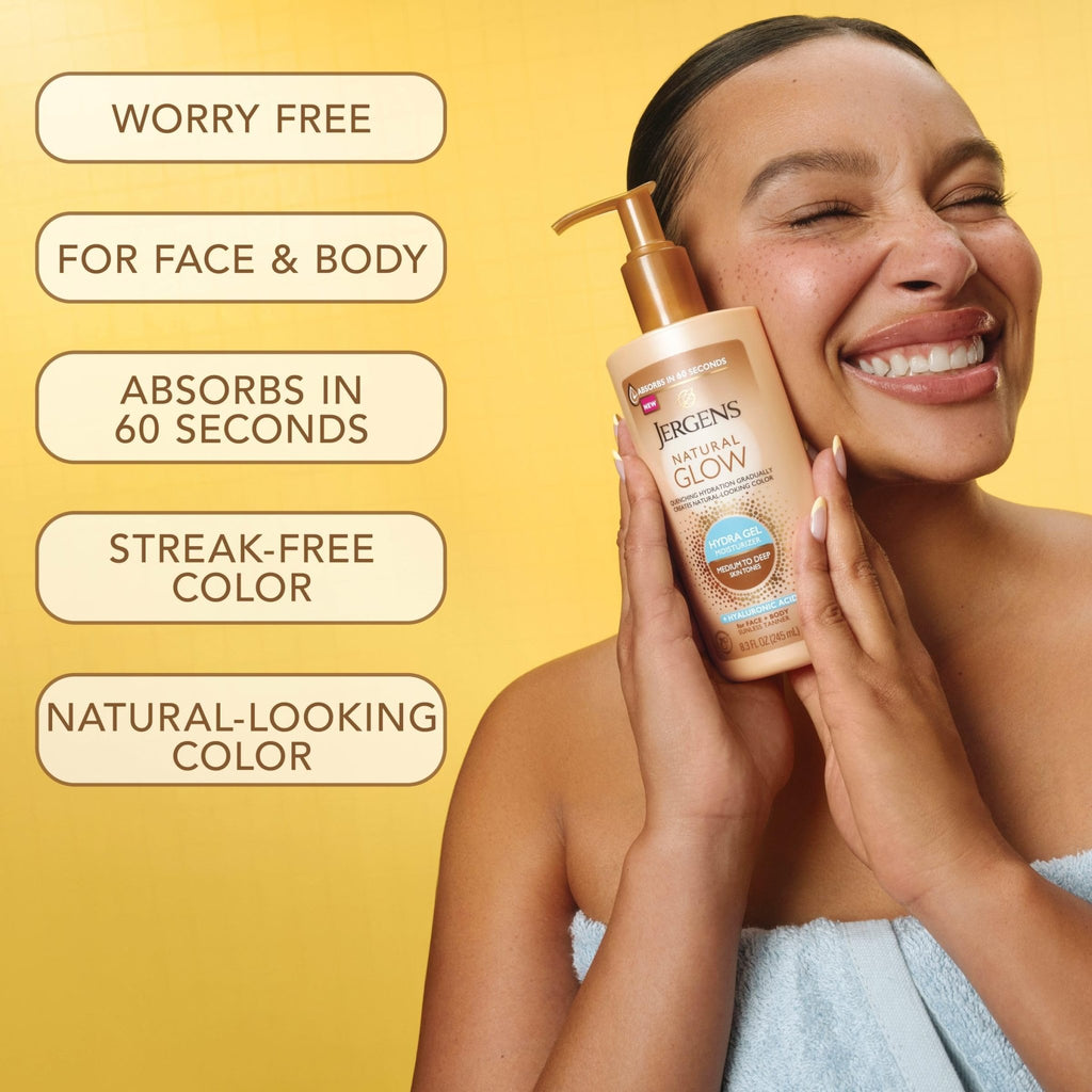 Jergens Natural Glow Hydra Gel Moisturizer, Hyaluronic Acid Tanning Lotion, Hydrating Tanning Gel, Fragrance-Free Self Tanner - FENGGESTORE20