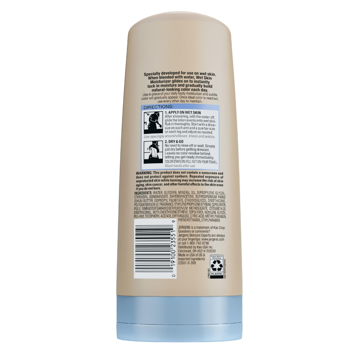 Jergens Natural Glow In Shower Lotion, Self Tanner for Medium to Deep Skin Tone, Sunless Tanning Wet Skin Lotion for Gradual - FENGGESTORE20