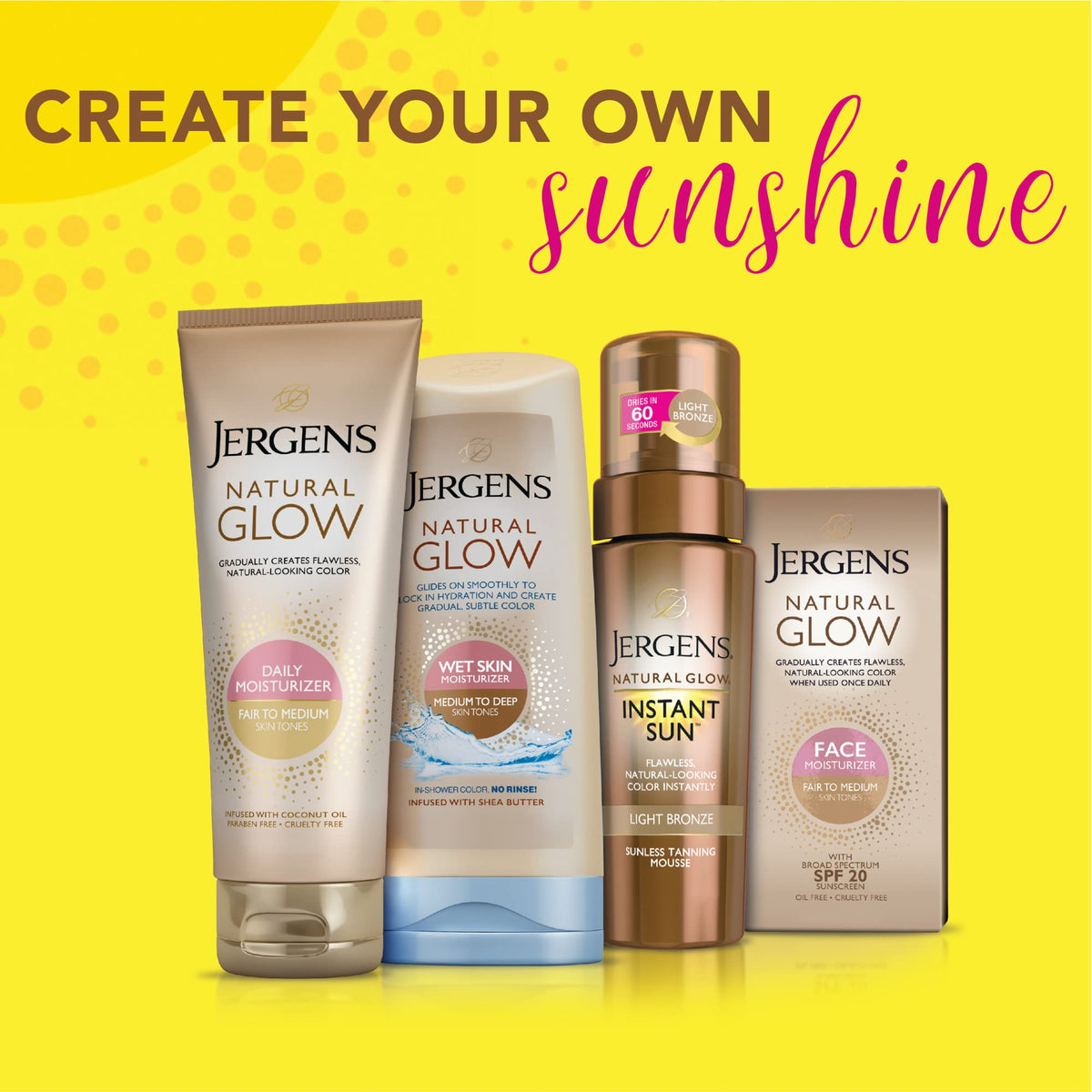Jergens Natural Glow In Shower Lotion, Self Tanner for Medium to Deep Skin Tone, Sunless Tanning Wet Skin Lotion for Gradual - FENGGESTORE20