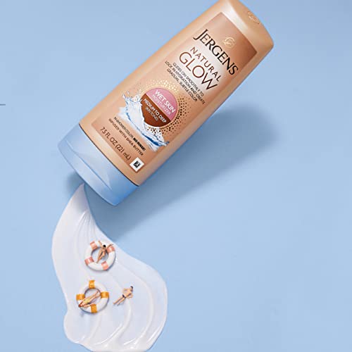 Jergens Natural Glow In Shower Lotion, Self Tanner for Medium to Deep Skin Tone, Sunless Tanning Wet Skin Lotion for Gradual - FENGGESTORE20