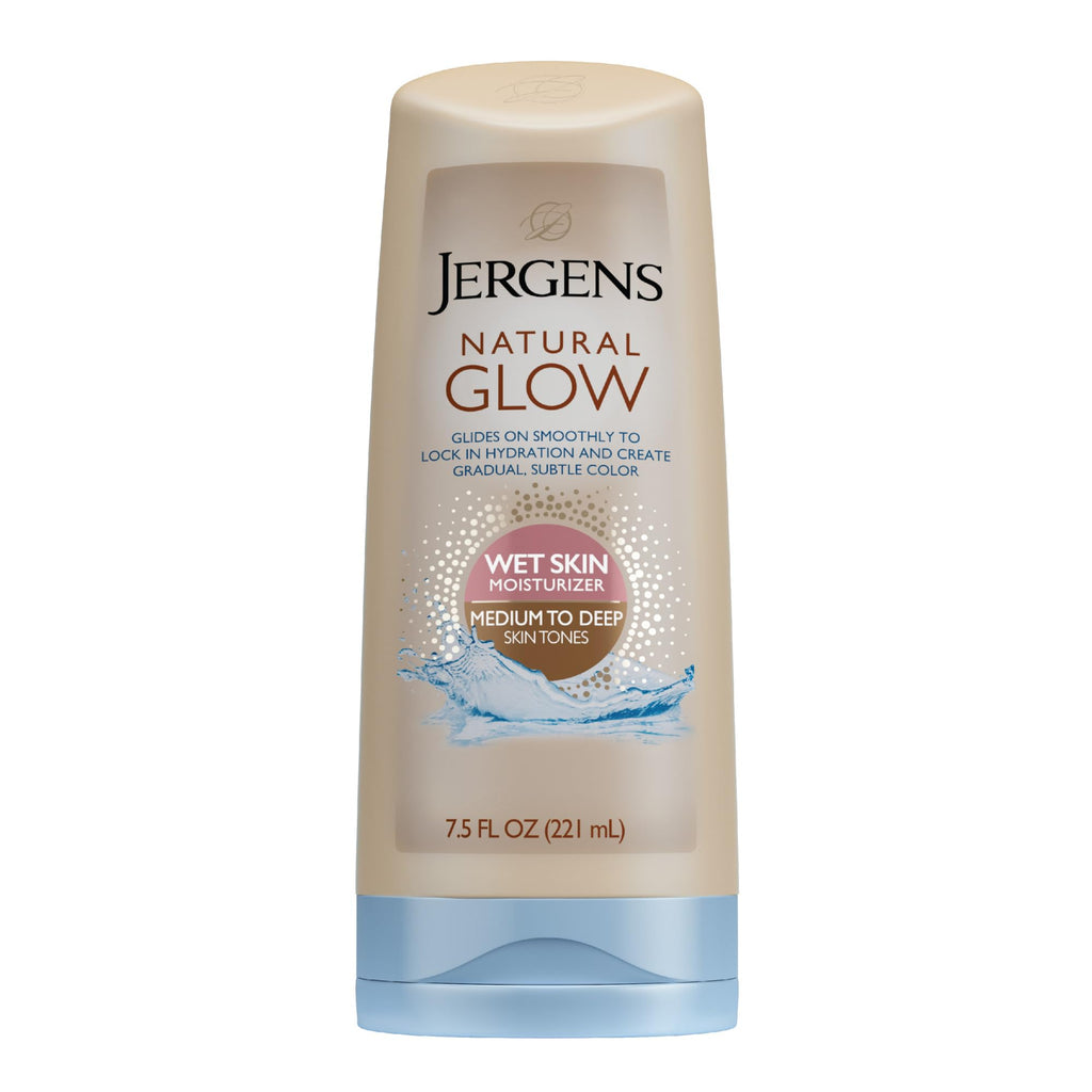 Jergens Natural Glow In Shower Lotion, Self Tanner for Medium to Deep Skin Tone, Sunless Tanning Wet Skin Lotion for Gradual - FENGGESTORE20