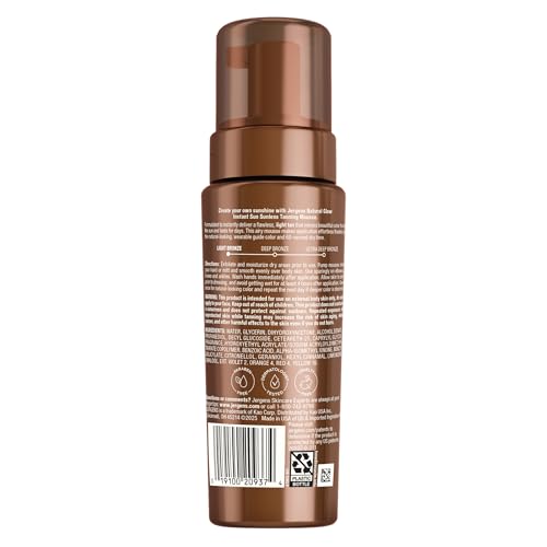 Jergens Natural Glow Instant Sun Body Mousse, Self Tanner for Light Bronze Tan, Sunless Tanning Body Bronzer - FENGGESTORE20