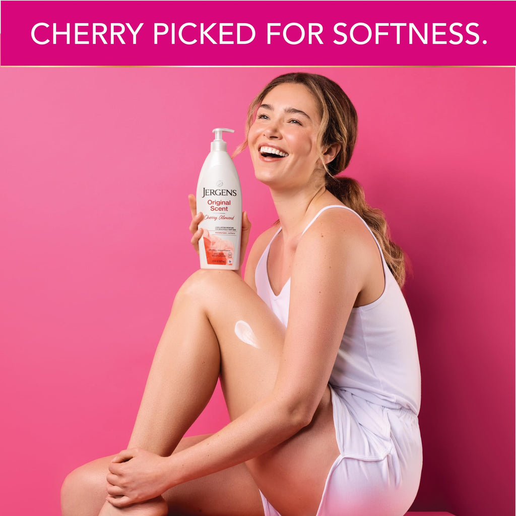 Jergens Original Scent Dry Skin Body Lotion, Hand and Body Moisturizer, Cherry Almond Essence - FENGGESTORE20