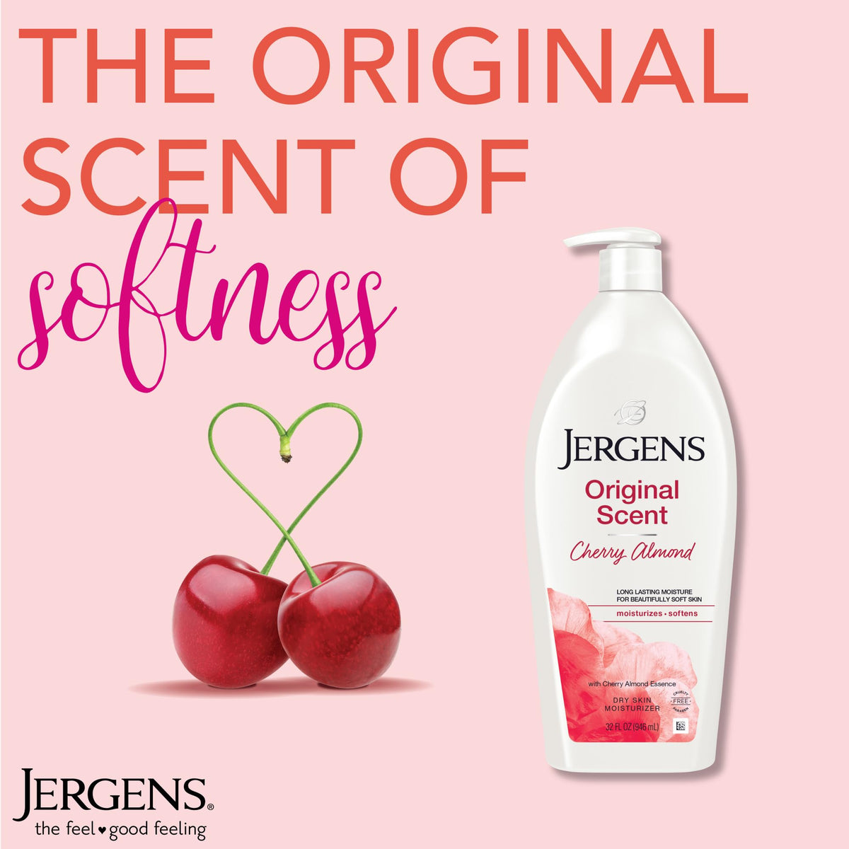 Jergens Original Scent Dry Skin Body Lotion, Hand and Body Moisturizer, Cherry Almond Essence - FENGGESTORE20