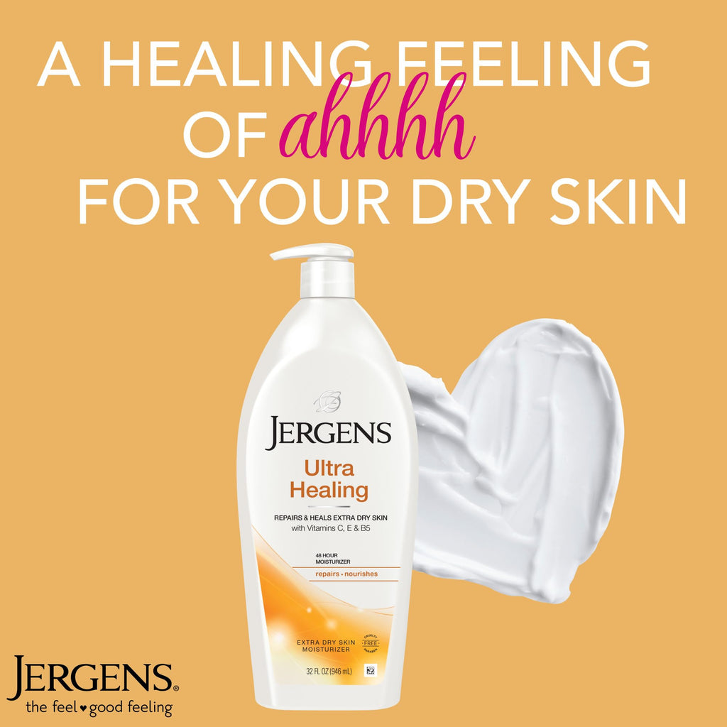 Jergens Ultra Healing Dry Skin Lotion, Hand and Body Moisturizer for Quick Absorption into Extra Dry Skin with Hydralucence Blend - FENGGESTORE20