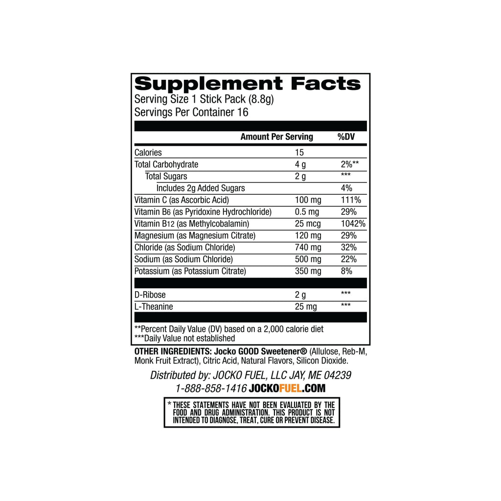 Jocko Fuel Hydrate Electrolytes Powder Packets Low Sugar - Hydration Amplifier Packets for Recovery, Dehydration, & Exercise - with Vitamins B6, B12 & C - FENGGESTORE20