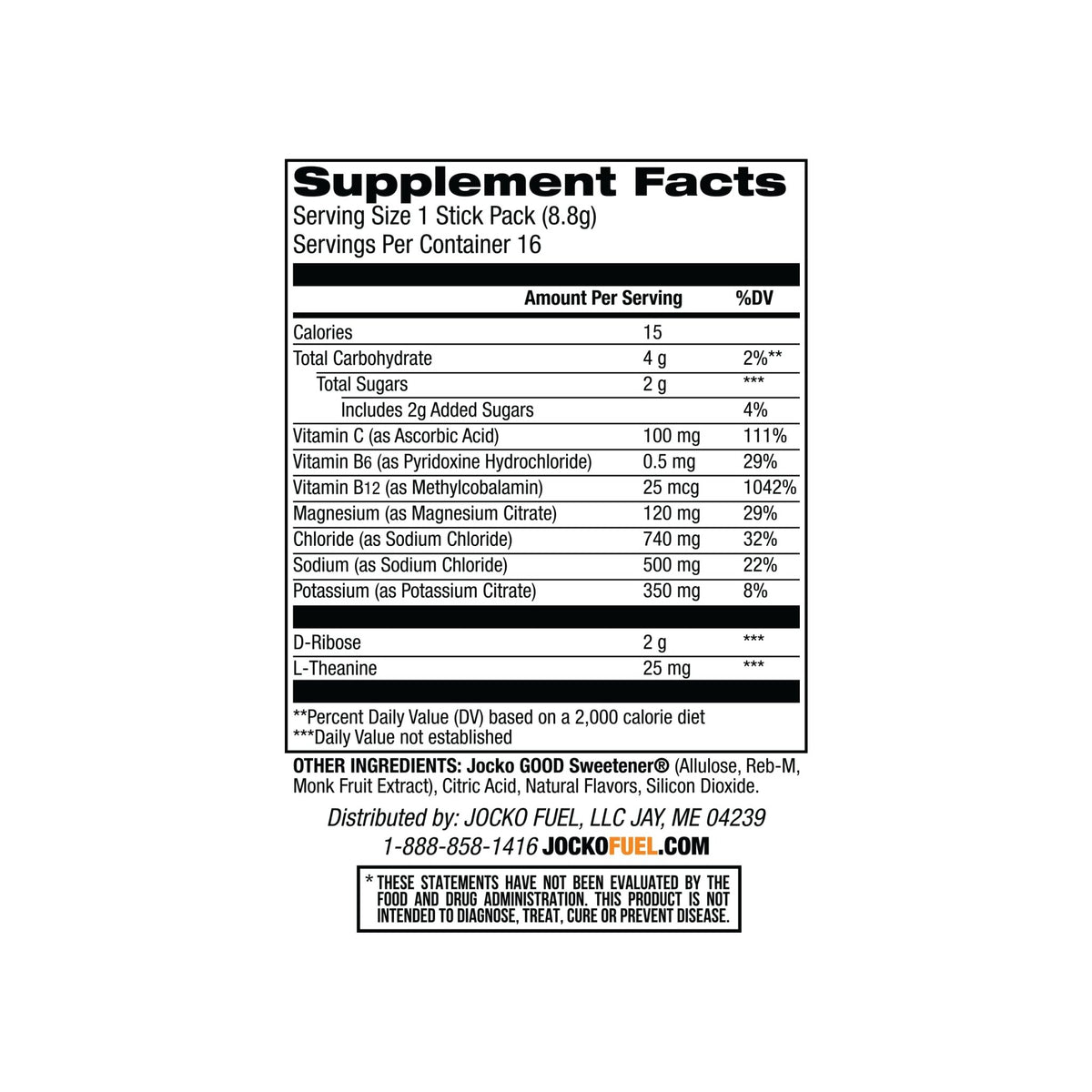 Jocko Fuel Hydrate Electrolytes Powder Packets Low Sugar - Hydration Amplifier Packets for Recovery, Dehydration, & Exercise - with Vitamins B6, B12 & C - FENGGESTORE20
