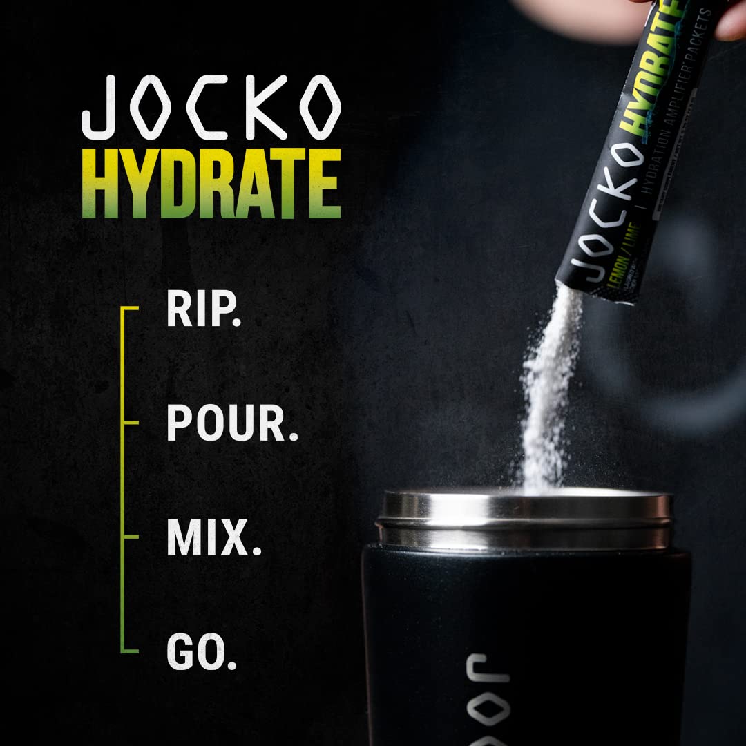 Jocko Fuel Packets Low Sugar - Hydration Amplifier Packets for Recovery, Dehydration, & Exercise - with Vitamins B6, B12 & C (16 Packets) Lemon Lime - FENGGESTORE20