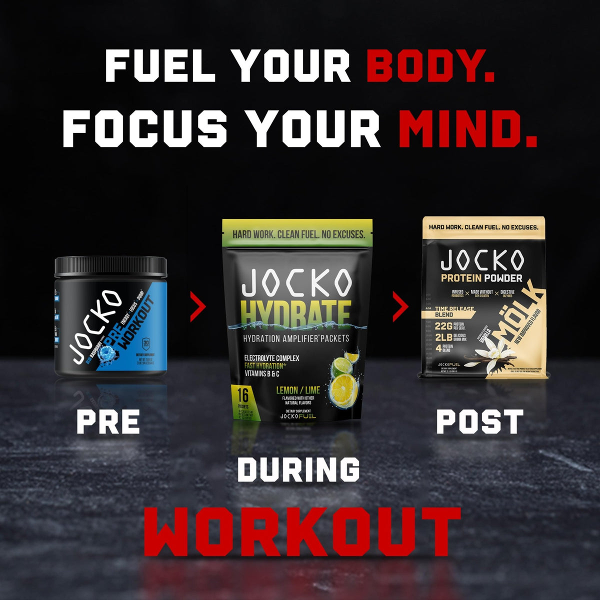 Jocko Fuel Packets Low Sugar - Hydration Amplifier Packets for Recovery, Dehydration, & Exercise - with Vitamins B6, B12 & C (16 Packets) Lemon Lime - FENGGESTORE20