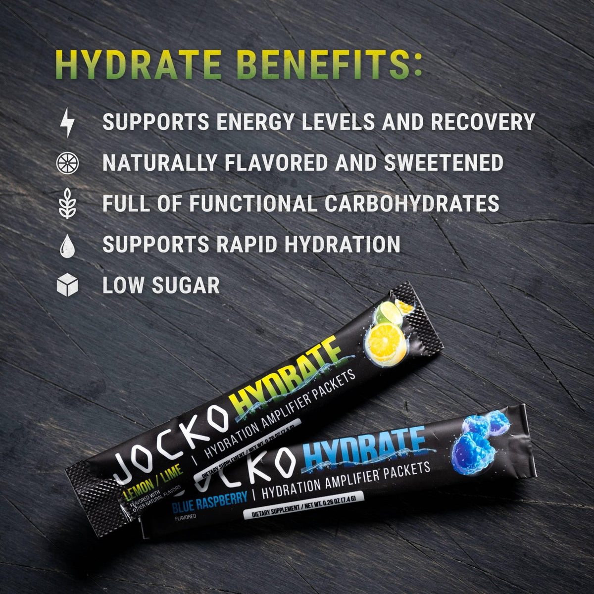 Jocko Fuel Packets Low Sugar - Hydration Amplifier Packets for Recovery, Dehydration, & Exercise - with Vitamins B6, B12 & C (16 Packets) Lemon Lime - FENGGESTORE20