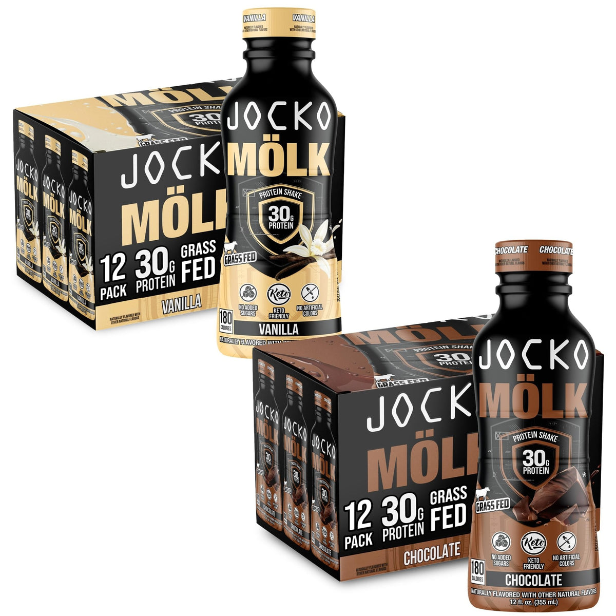 Jocko Fuel Protein Shake Bundle - Vanilla and Chocolate (24 Count) - FENGGESTORE20