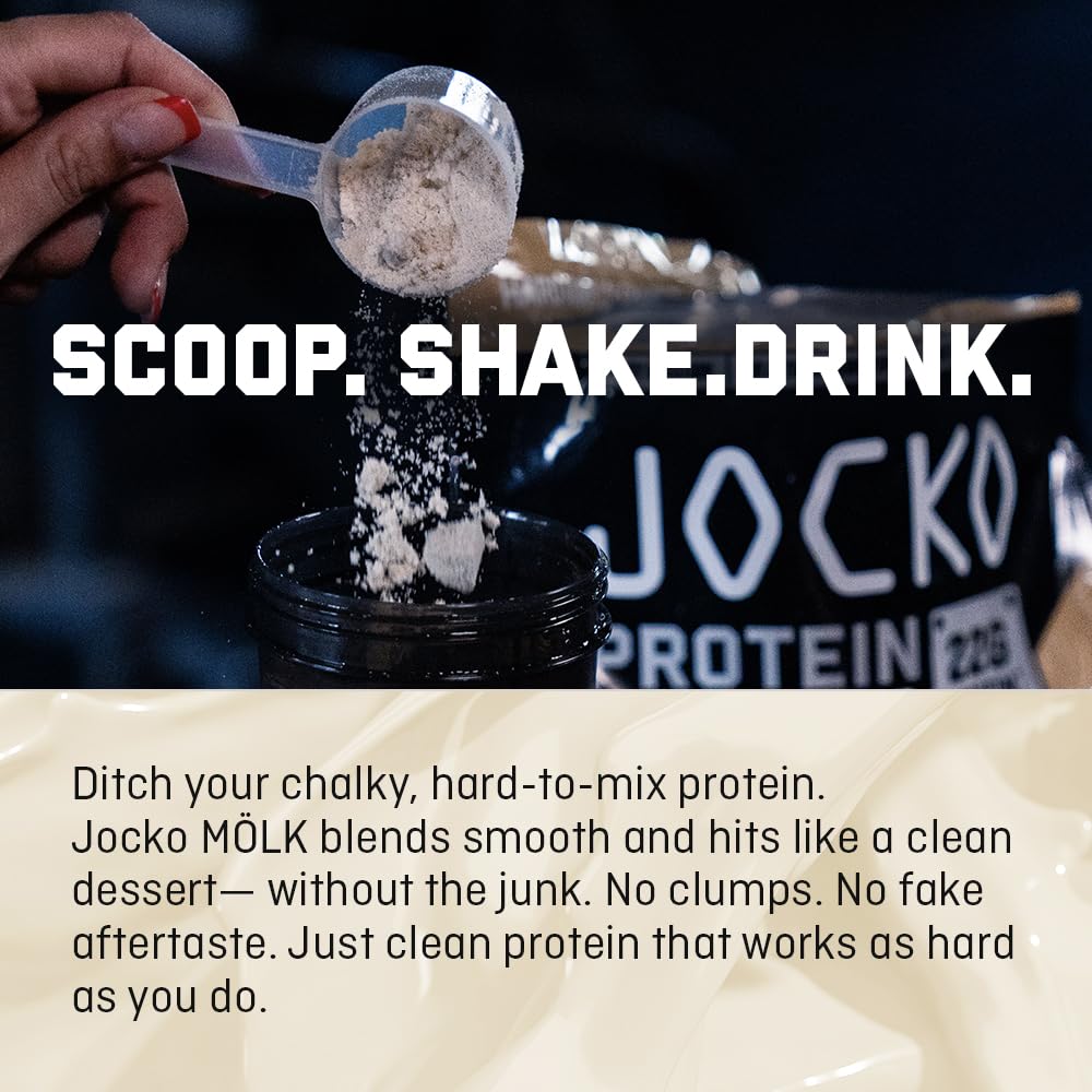 Jocko Fuel Whey Protein Powder, Vanilla Milkshake, 22g Protein, Digestive Enzymes + Probiotic Blend, No Sugar Added, with Essential Amino Acids + Electrolyte Minerals, 28 Servings - FENGGESTORE20