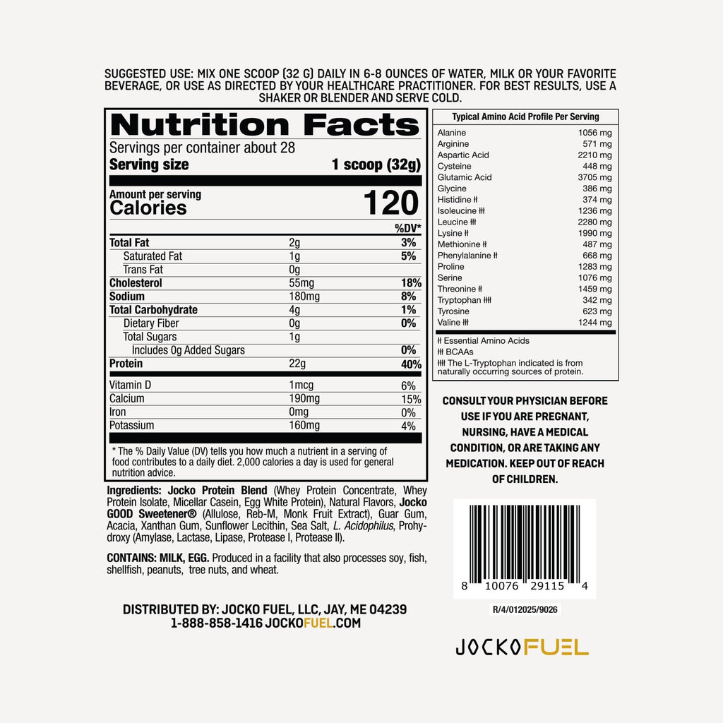 Jocko Fuel Whey Protein Powder, Vanilla Milkshake, 22g Protein, Digestive Enzymes + Probiotic Blend, No Sugar Added, with Essential Amino Acids + Electrolyte Minerals, 28 Servings - FENGGESTORE20