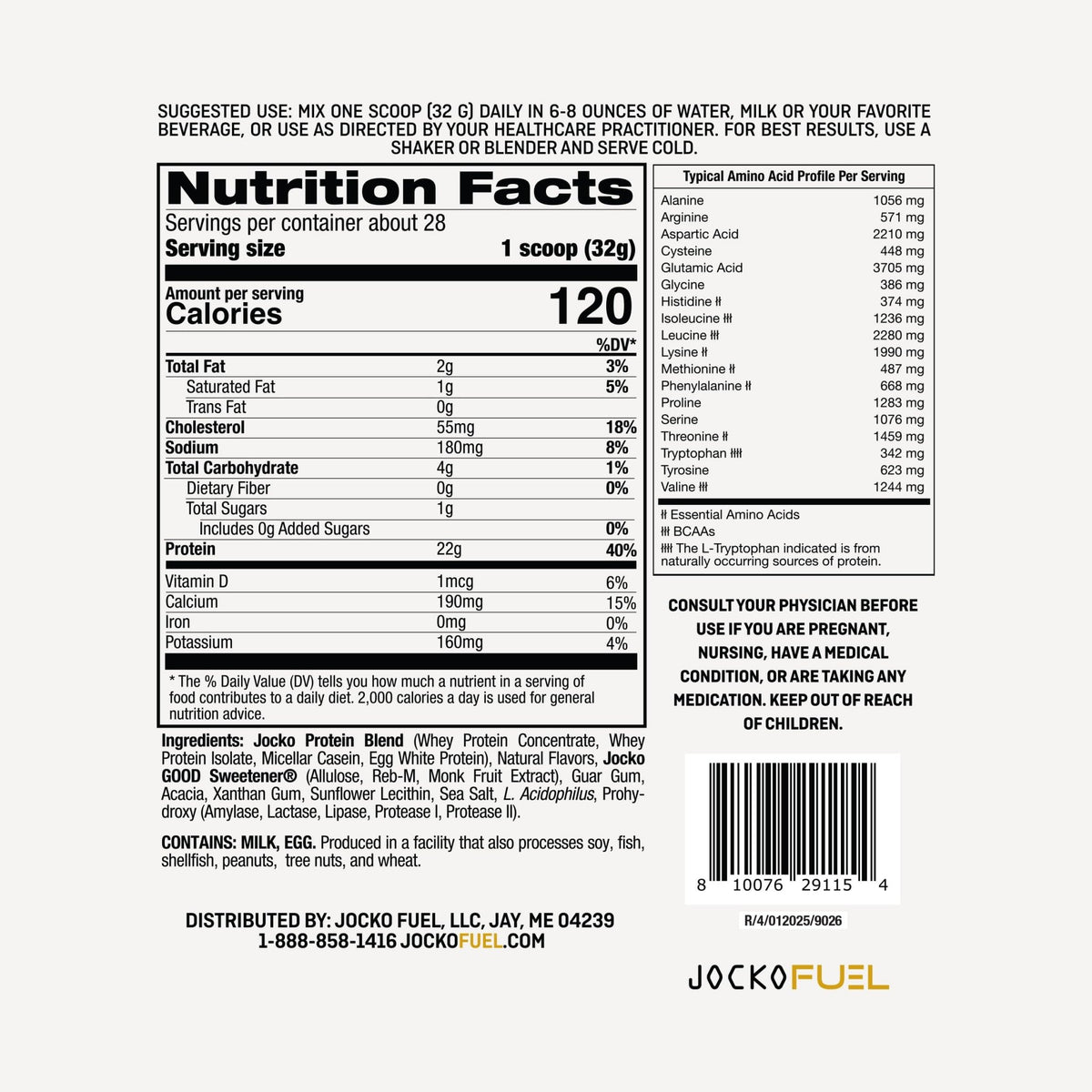 Jocko Fuel Whey Protein Powder, Vanilla Milkshake, 22g Protein, Digestive Enzymes + Probiotic Blend, No Sugar Added, with Essential Amino Acids + Electrolyte Minerals, 28 Servings - FENGGESTORE20