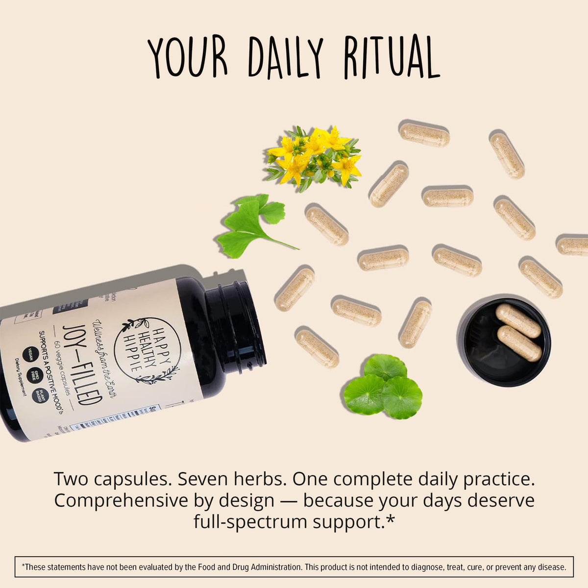 Joy-Filled Mood Support Supplement - 7 Herb Complex + St. Johns Wort | Stress Relief – Helps Calm The Mind & Body | 100% Plant-Based Happy Pills - FENGGESTORE20