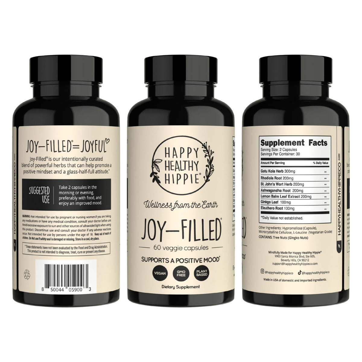 Joy-Filled Mood Support Supplement - 7 Herb Complex + St. Johns Wort | Stress Relief – Helps Calm The Mind & Body | 100% Plant-Based Happy Pills - FENGGESTORE20