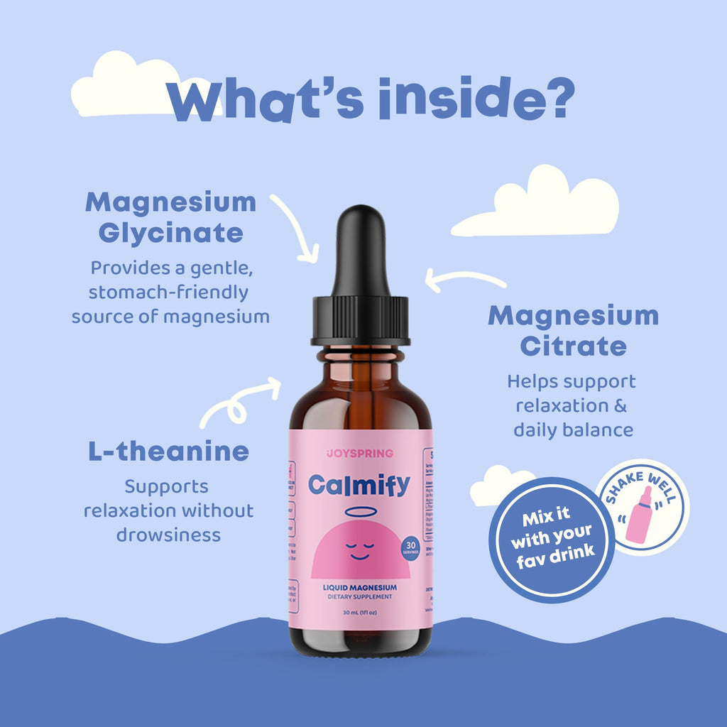 JoySpring Calmify Magnesium Glycinate for Kids | Liquid Magnesium with L-Theanine Supplement | Chamomile Extract & Passion Flower Extract | Sugar-Free Calm Drops | 1 fl oz (30 Servings) - FENGGESTORE20