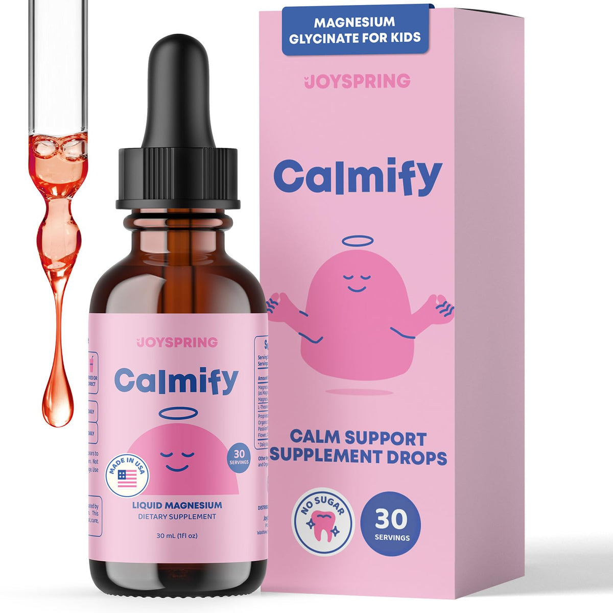 JoySpring Calmify Magnesium Glycinate for Kids | Liquid Magnesium with L-Theanine Supplement | Chamomile Extract & Passion Flower Extract | Sugar-Free Calm Drops | 1 fl oz (30 Servings) - FENGGESTORE20