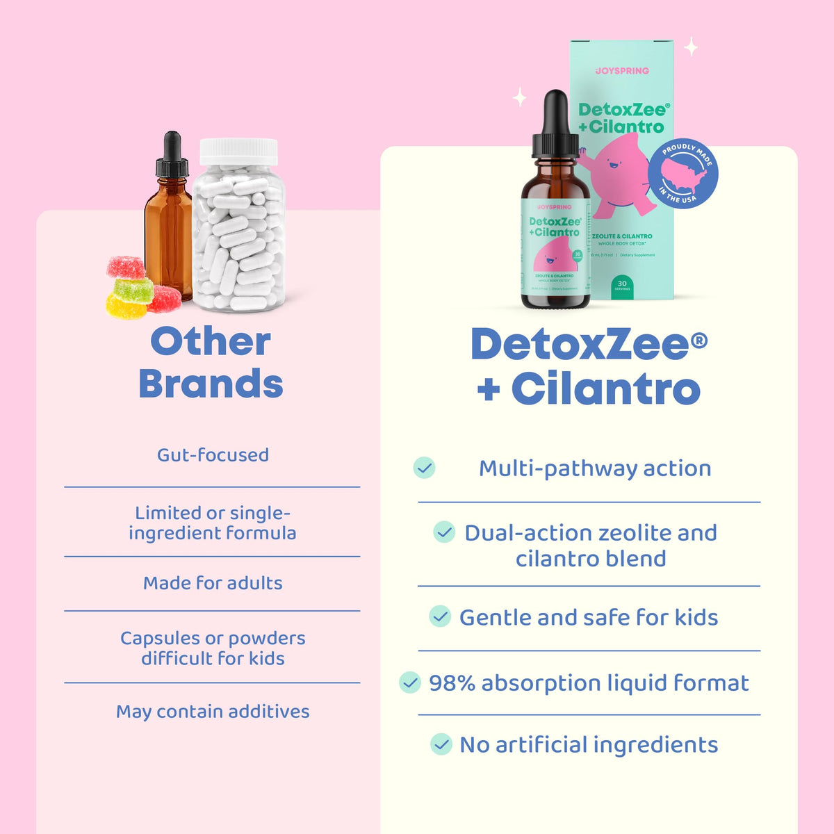 JoySpring DetoxZee Cilantro & Zeolite Drops for Kids | Liquid Zeolite Clinoptilolite with Cilantro Extract | Gentle Daily Wellness Support - FENGGESTORE20