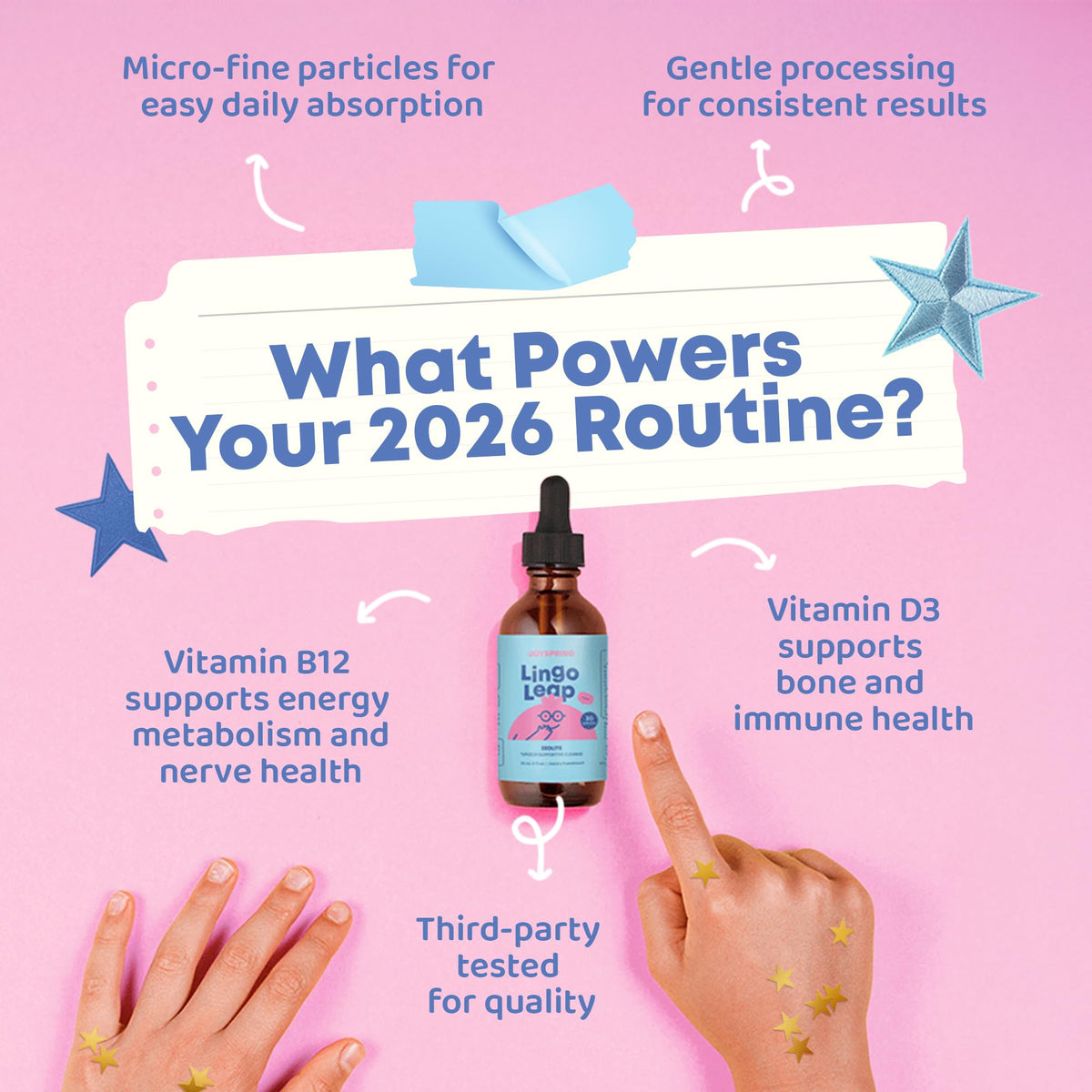 JoySpring LingoLeap – Liquid Kids Formula with Zeolite Clinoptilolite, Methylated B12 & Vitamin D3 | Gentle Daily Support for Kids’ Wellness | Ages 3+ | (1fl oz) 30 Servings - FENGGESTORE20
