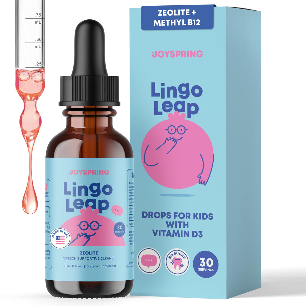 JoySpring LingoLeap – Liquid Kids Formula with Zeolite Clinoptilolite, Methylated B12 & Vitamin D3 | Gentle Daily Support for Kids’ Wellness | Ages 3+ | (1fl oz) 30 Servings - FENGGESTORE20