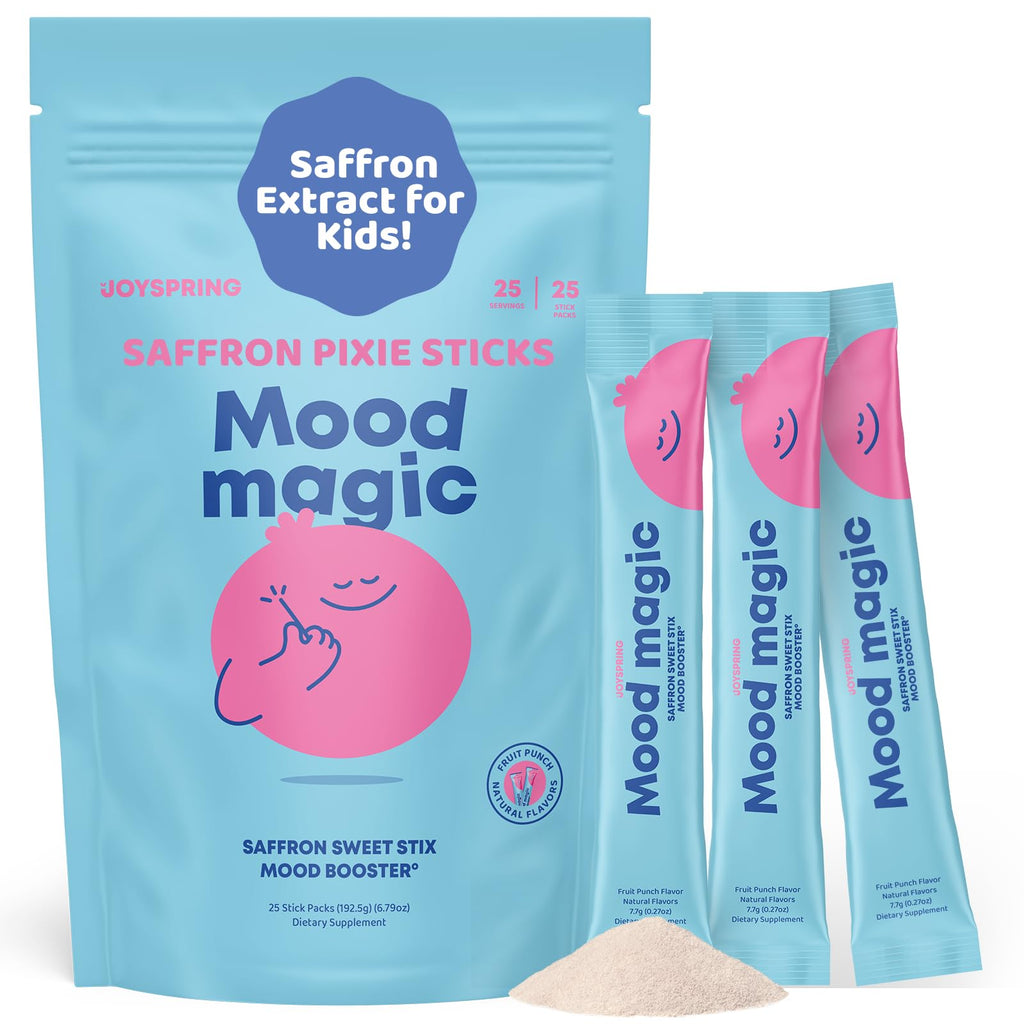 JoySpring Mood Magic for Kids – Natural Mood Support Pixie Sticks Candy with Saffron Extract, Magnesium Citrate & Vitamin D3 | Sugar-Free Powder Drink or Candy | 25 Servings | 4+ Years - FENGGESTORE20