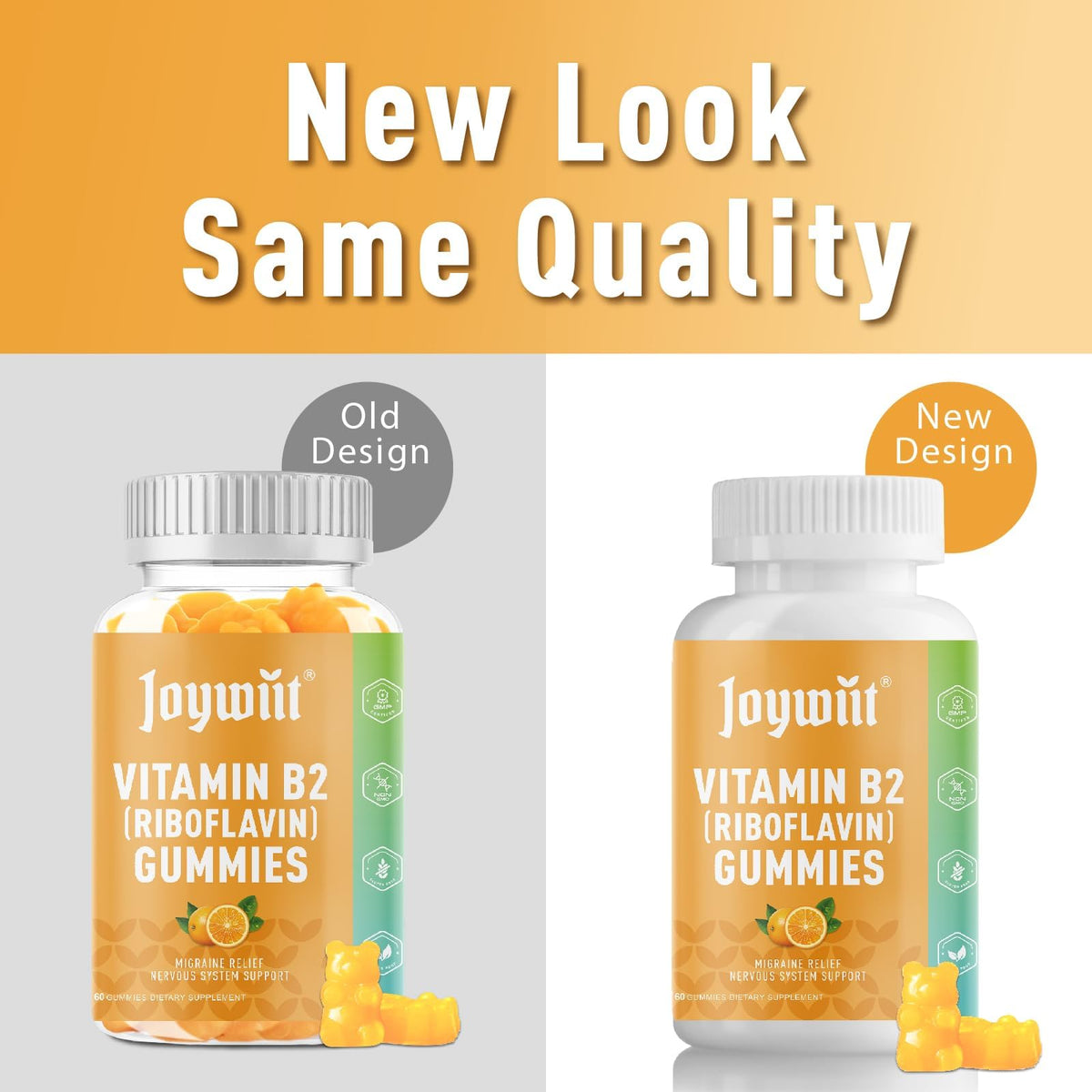 Joywiit Vitamin B2 Gummies | Riboflavin 400mg | B2 Vitamin 400mg Chewable for Adults and Kids, Migraine Relief & Energy and Nervous System Support - FENGGESTORE20