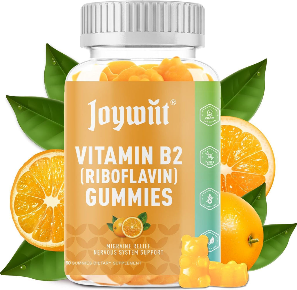 Joywiit Vitamin B2 Gummies | Riboflavin 400mg | B2 Vitamin 400mg Chewable for Adults and Kids, Migraine Relief & Energy and Nervous System Support - FENGGESTORE20