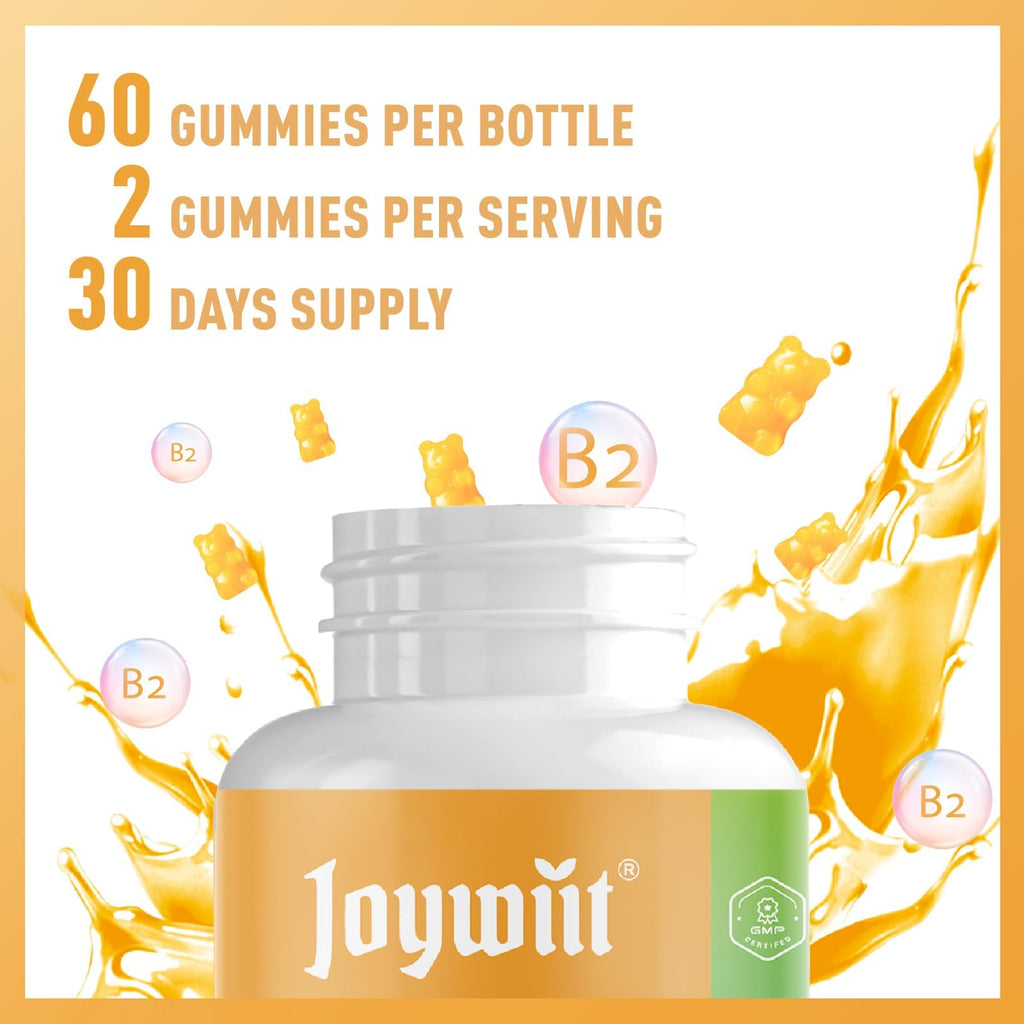 Joywiit Vitamin B2 Gummies | Riboflavin 400mg | B2 Vitamin 400mg Chewable for Adults and Kids, Migraine Relief & Energy and Nervous System Support - FENGGESTORE20