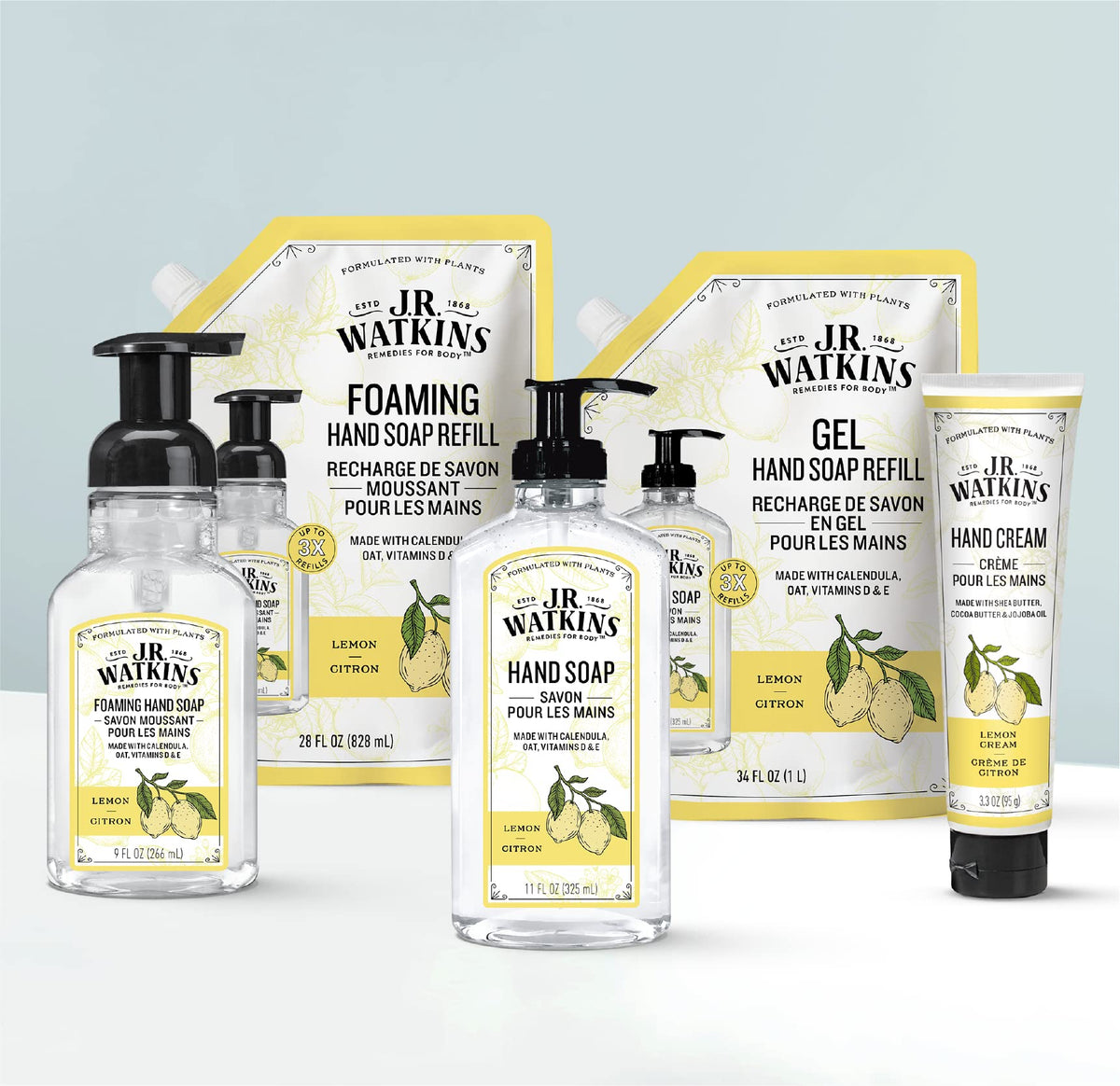 J.R. Watkins Foaming Hand Soap with Pump Dispenser, Moisturizing Foam Hand Wash, Alcohol-Free, Cruelty-Free, Citron, 9 fl oz, 3 Pack - FENGGESTORE20