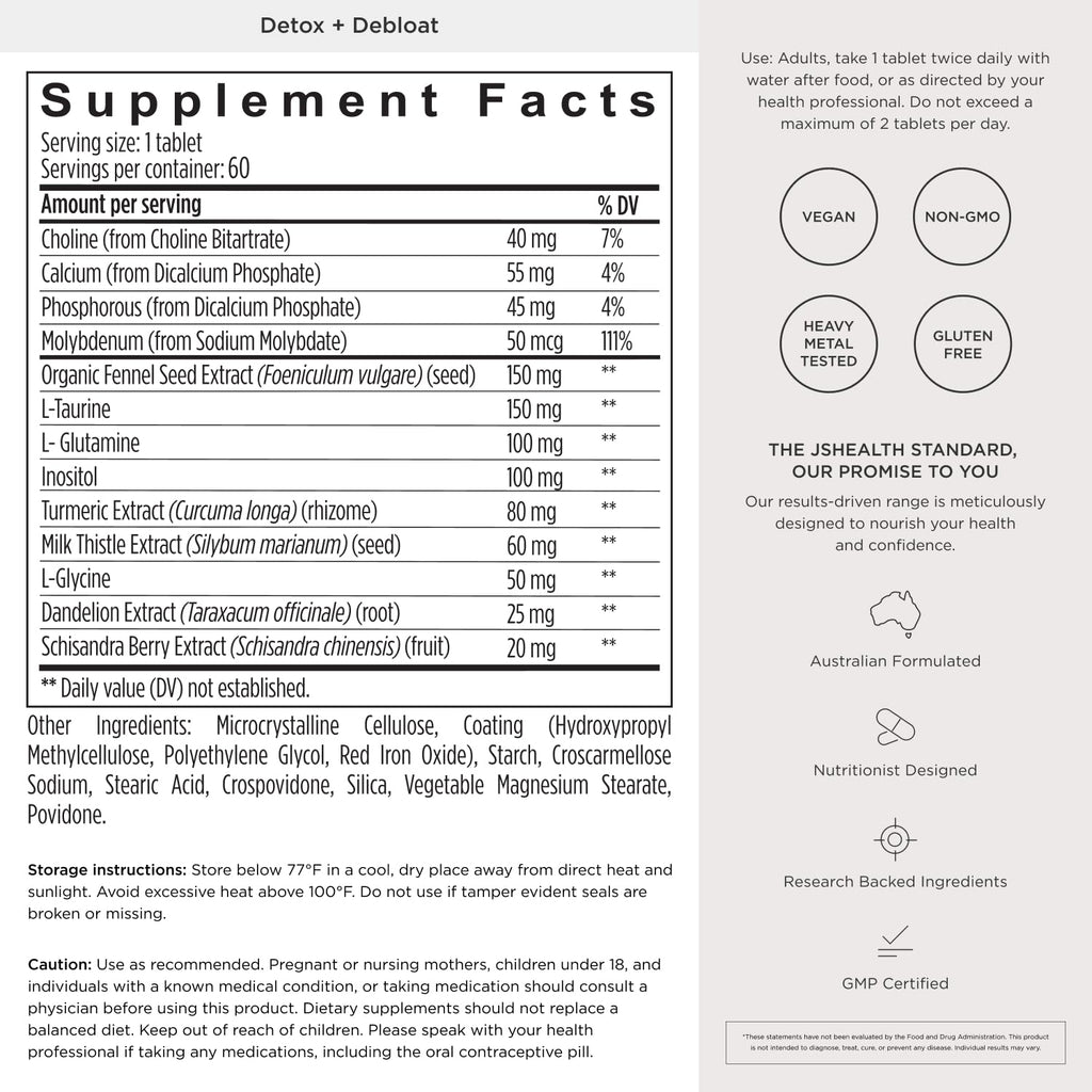JSHealth Detox + Debloat. Bloating Relief for Women with Milk Thistle, Turmeric, and Fennel. Liver Health and Gut Support. - FENGGESTORE20