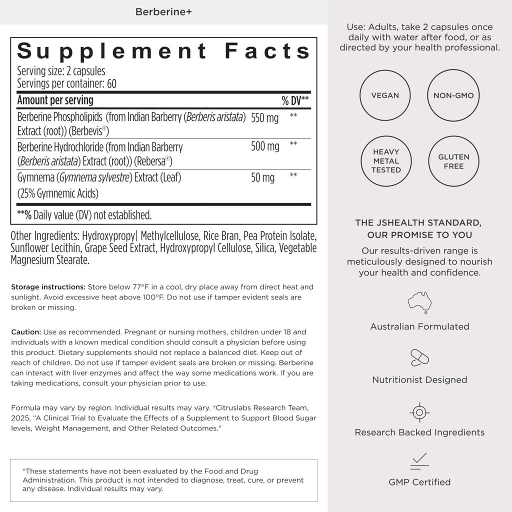 JSHealth Supplement with Berbevis for Metabolic Health Support. Higher Strength for Blood Sugar Already in the Normal Range and Body Composition - FENGGESTORE20