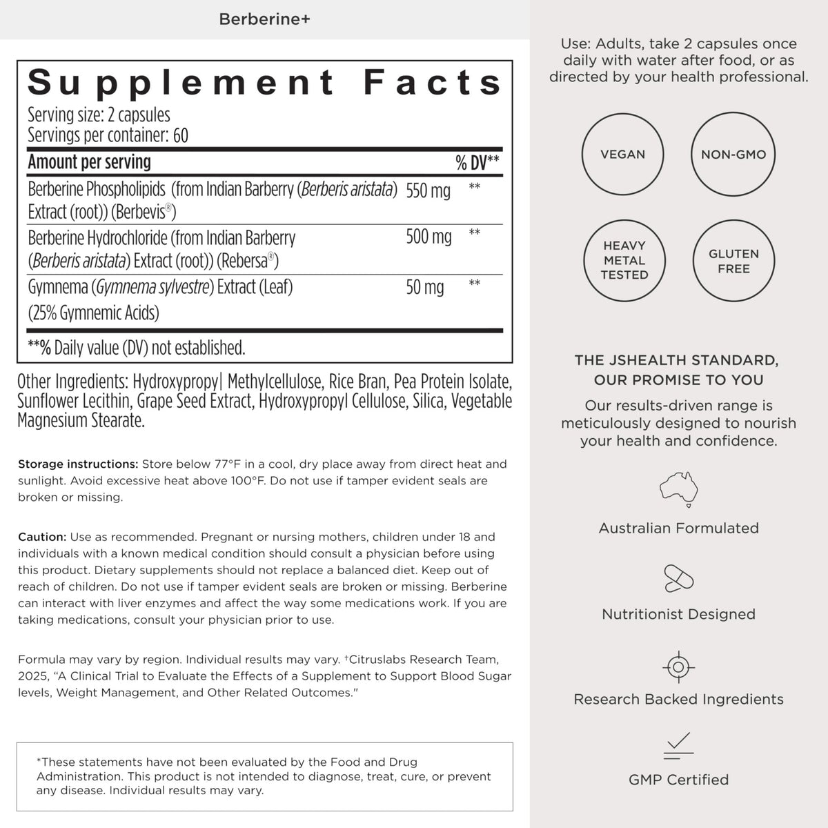 JSHealth Supplement with Berbevis for Metabolic Health Support. Higher Strength for Blood Sugar Already in the Normal Range and Body Composition - FENGGESTORE20