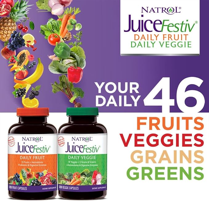 Juice Festiv Daily Fruit and Veggie - 120+120 capsules - FENGGESTORE20