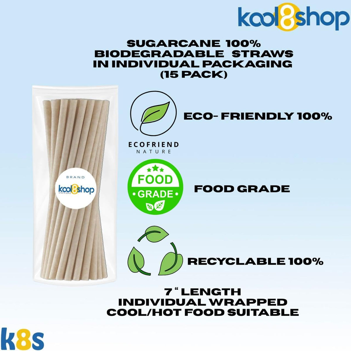 Juicy Juice Cherry 100% Juice Vitamin C No Sugar Added 64 fl oz Plastic Bottle 4 Pack + 15 Sugarcane Disposable Straws by KOOL8SHOP Infinite Deals - FENGGESTORE20