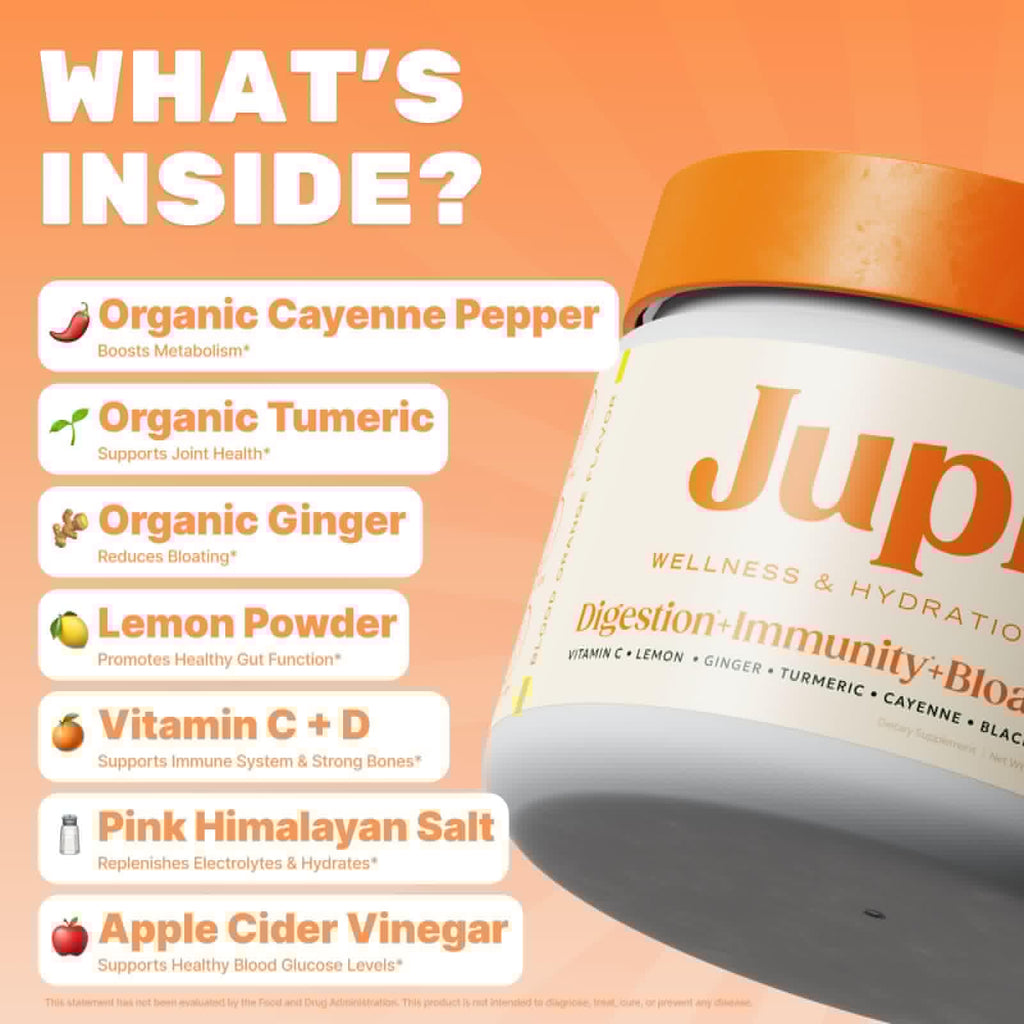 Jupi Hydration & Wellness Powder – Turmeric & Ginger shots, Vitamin C Supplement for Energy, Immune Support & Digestive Health – Vegan, Gluten-Free Drink Mix - FENGGESTORE20