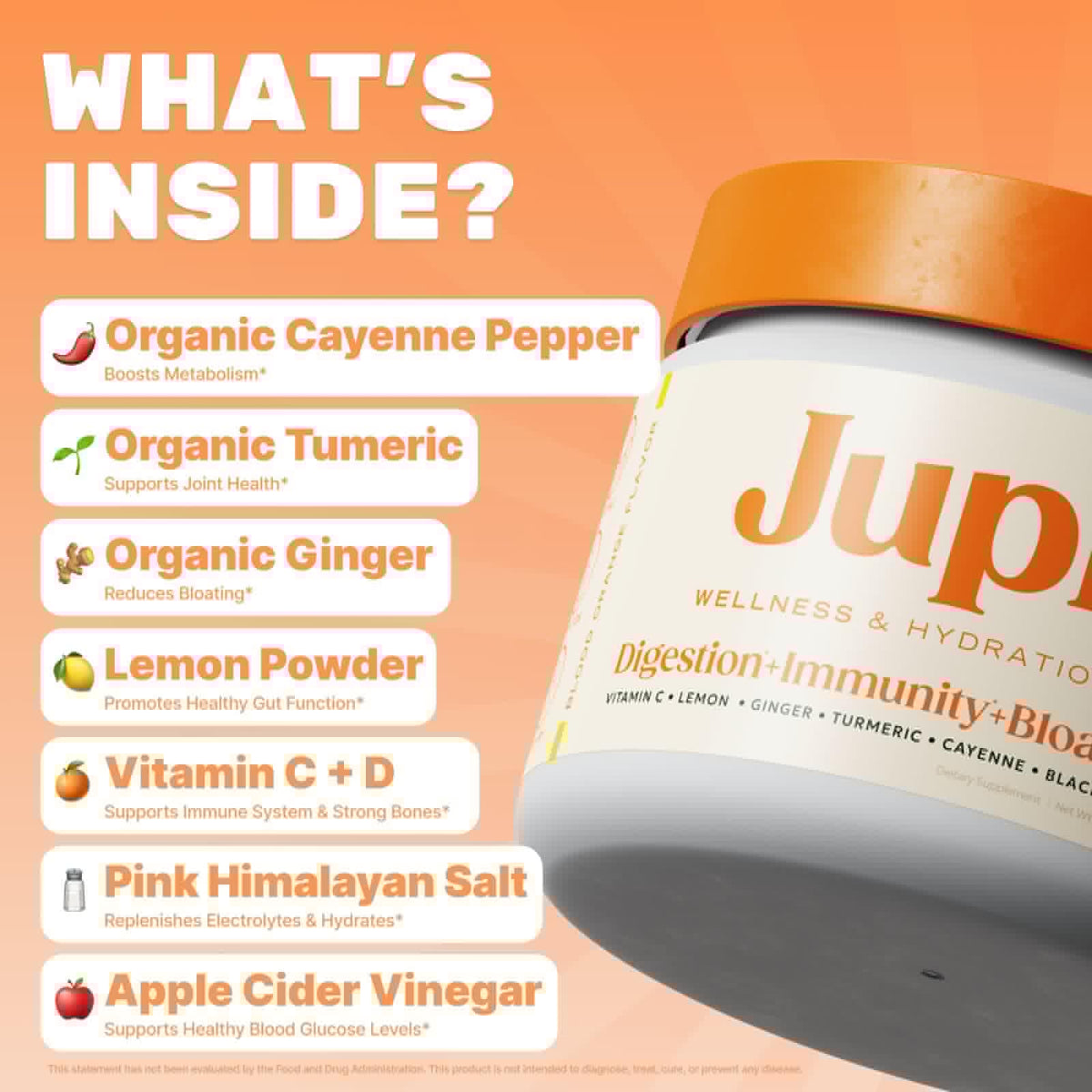 Jupi Hydration & Wellness Powder – Turmeric & Ginger shots, Vitamin C Supplement for Energy, Immune Support & Digestive Health – Vegan, Gluten-Free Drink Mix - FENGGESTORE20
