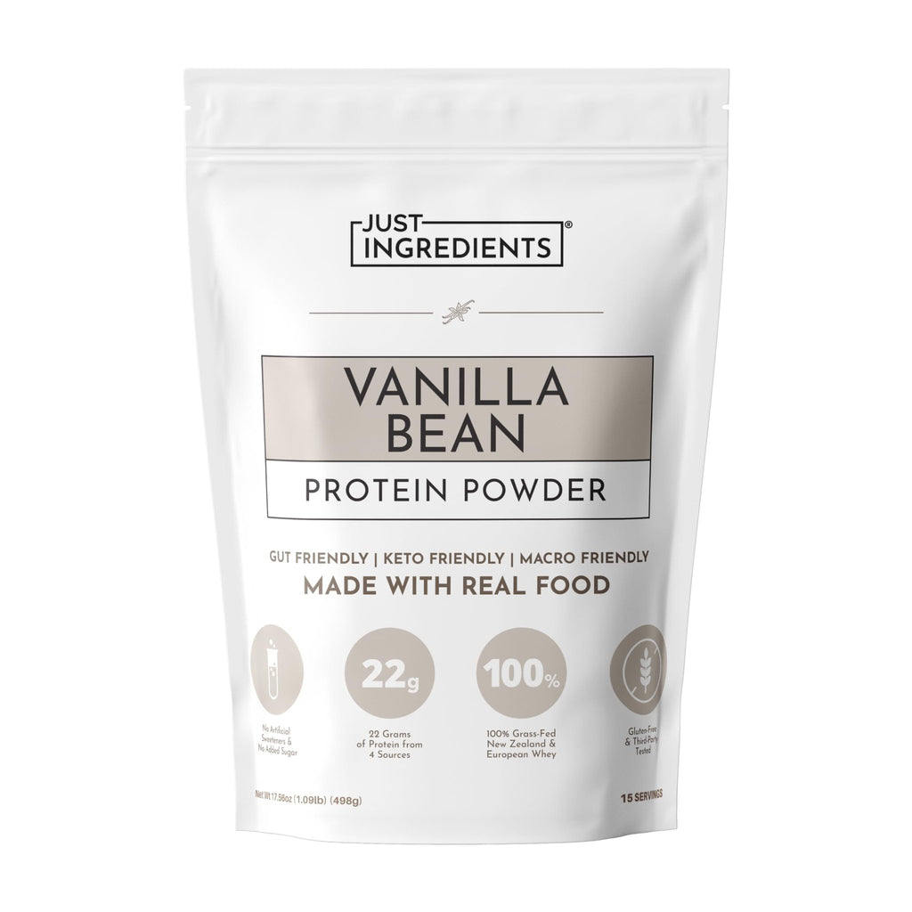 JUST INGREDIENTS Vanilla Protein Powder - Grass-Fed Whey Blend, Organic, Gluten Free, Dairy Free, Soy Free - 15 Servings, 22g Protein - FENGGESTORE20