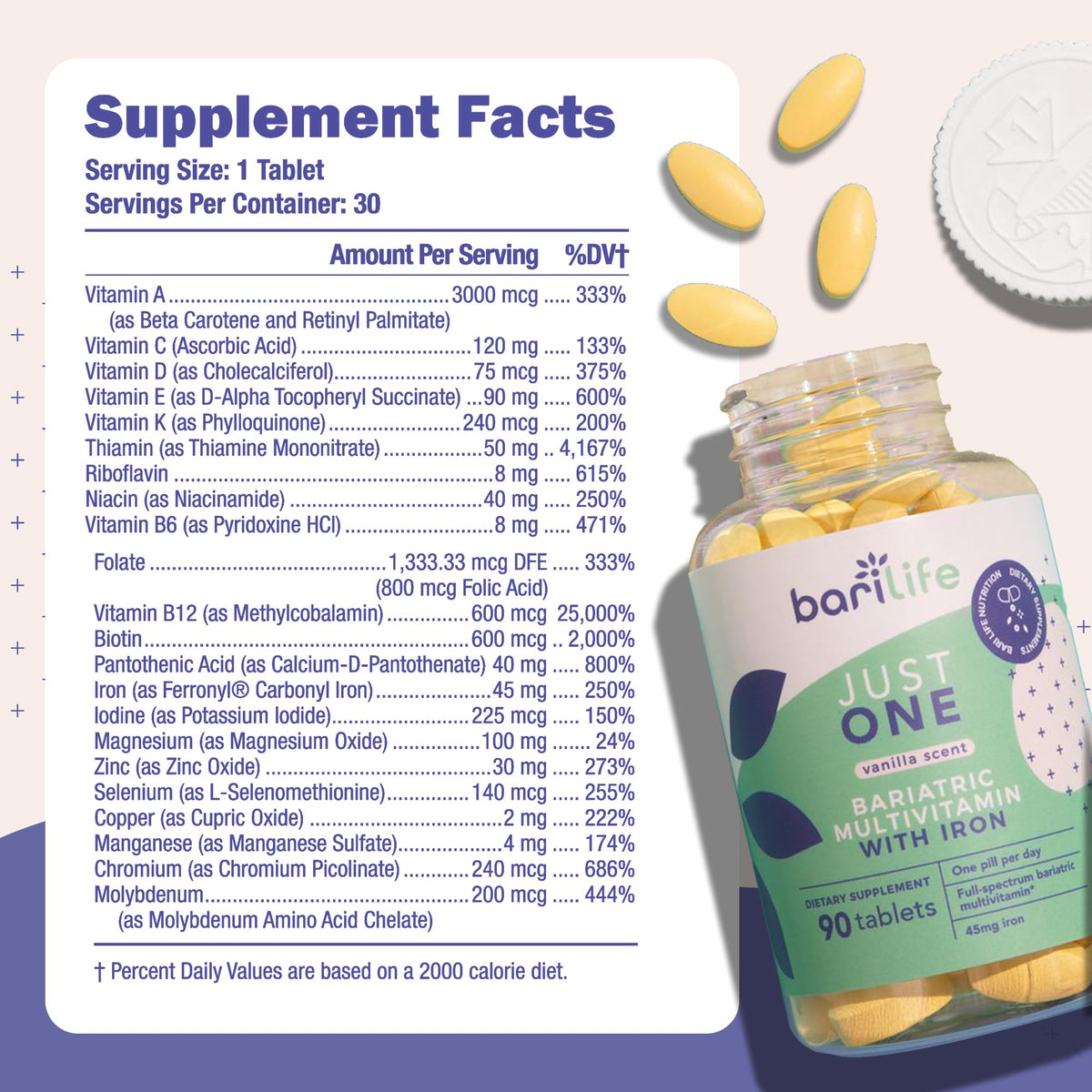 Just One - Once Daily Bariatric Multivitamin with Iron (30) - FENGGESTORE20