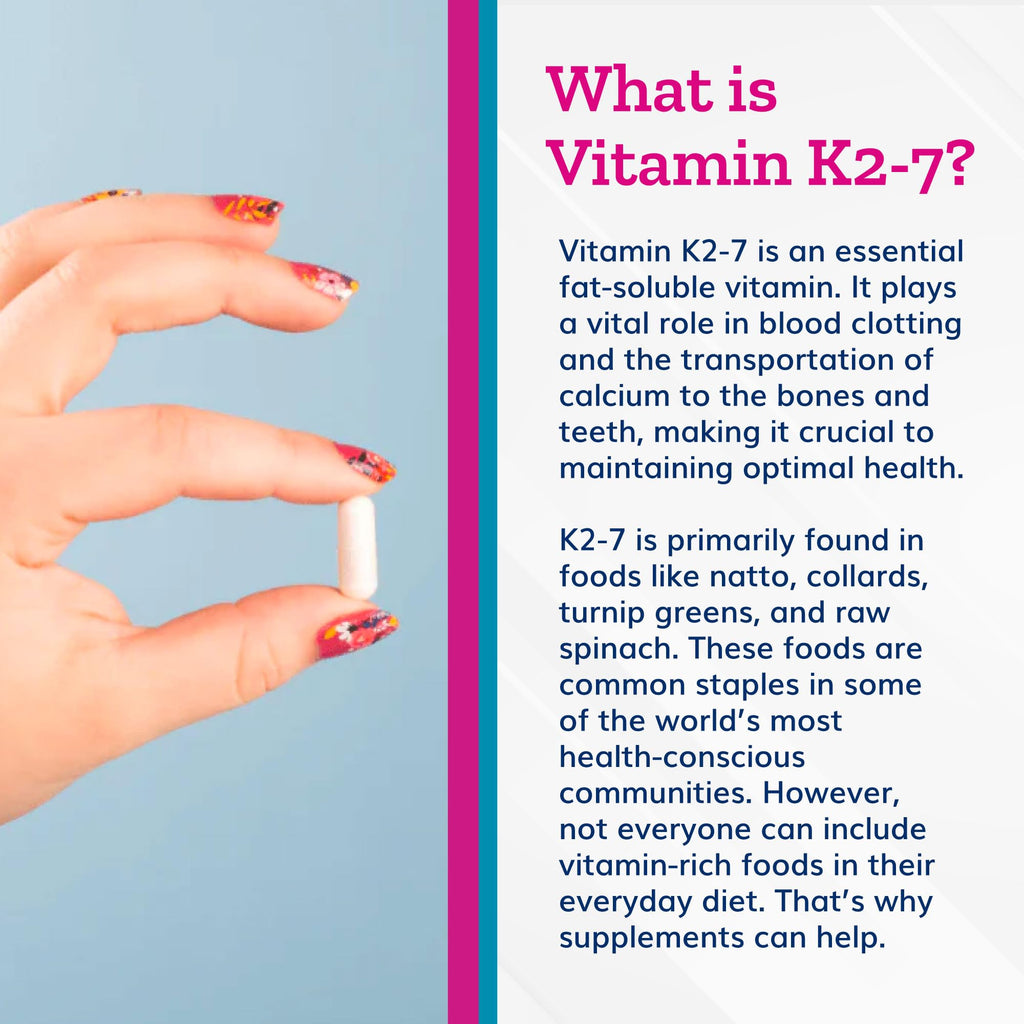 Just Thrive Vitamin K2-7 - Bone, Brain, and Heart Health K2 Vitamin Supplement, 60 Capsules - FENGGESTORE20