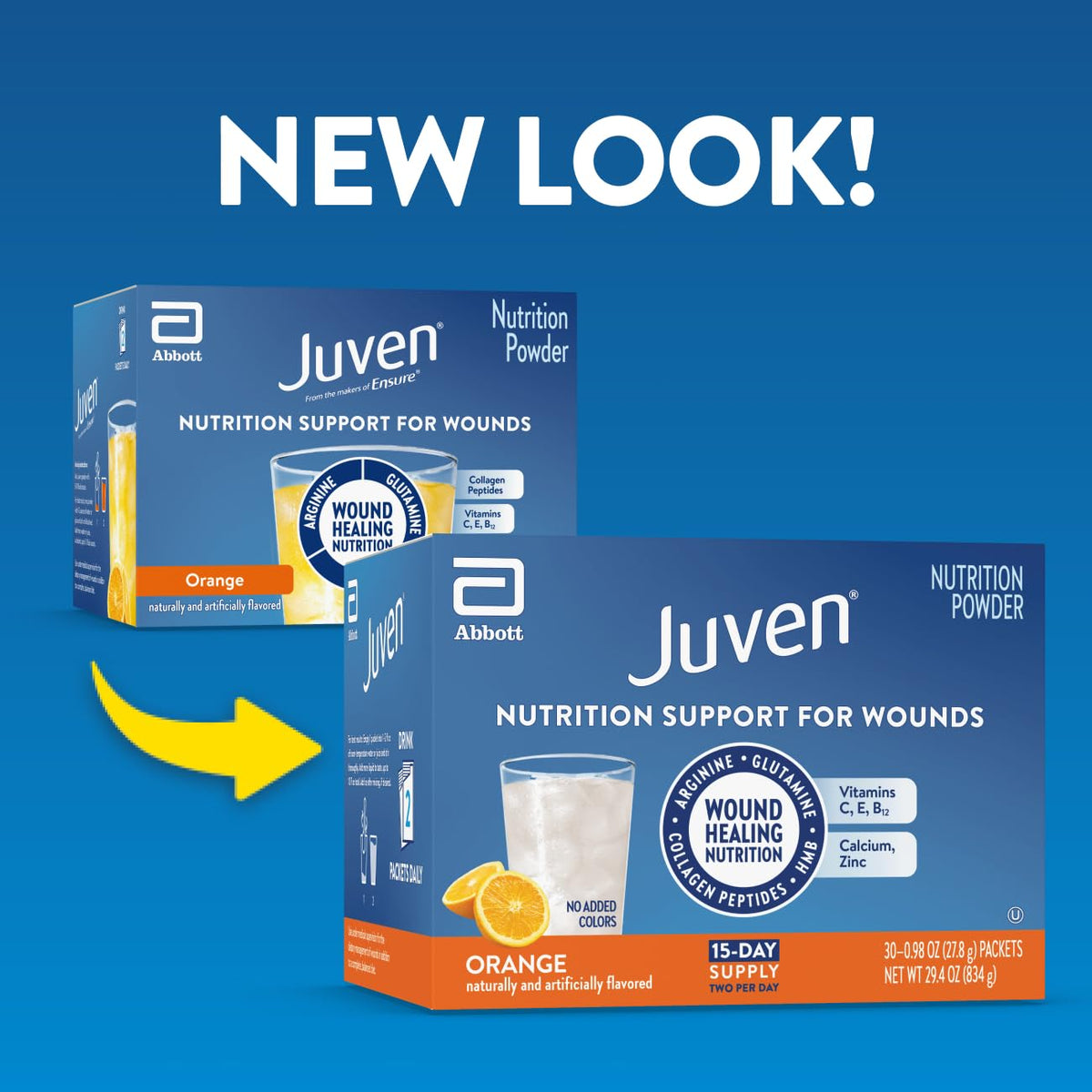 Juven Therapeutic Nutrition Drink Powder Including Collagen Peptides, Amino Acids, and HMB for Wound Healing Support, Orange, 30 Packets - FENGGESTORE20