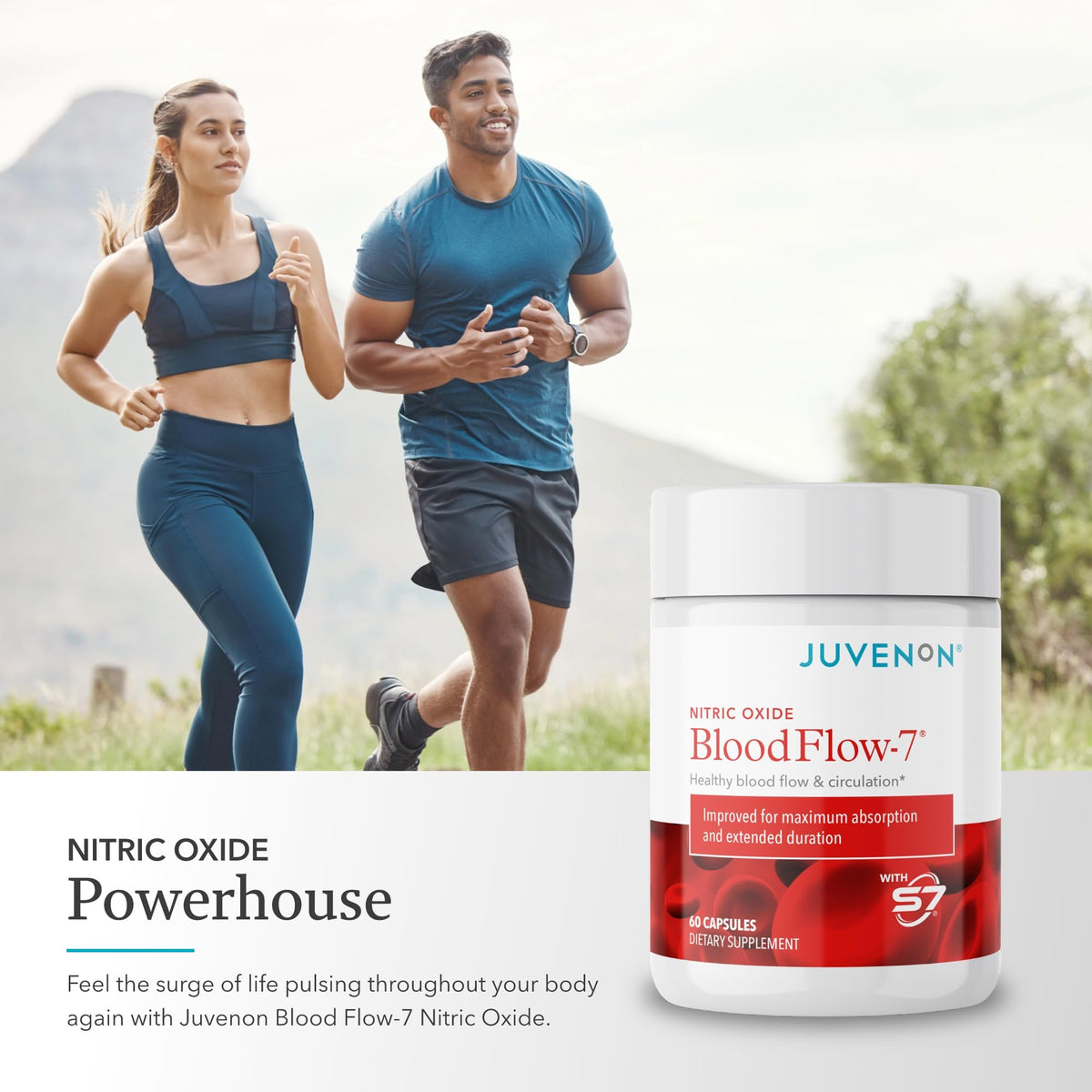 Juvenon BloodFlow-7 Nitric Oxide Supplements for Men & Women - Natural Nitric Oxide Booster with Nitrosigine® + S7® - FENGGESTORE20