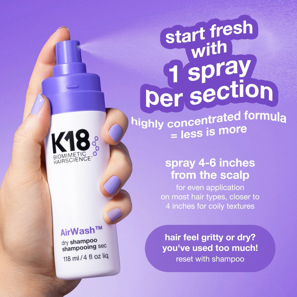 K18 AirWash™ Dry Shampoo, Non-Aerosol, Balances Scalp & Controls Excess Oil Production, 1.6 Fl Oz - FENGGESTORE20