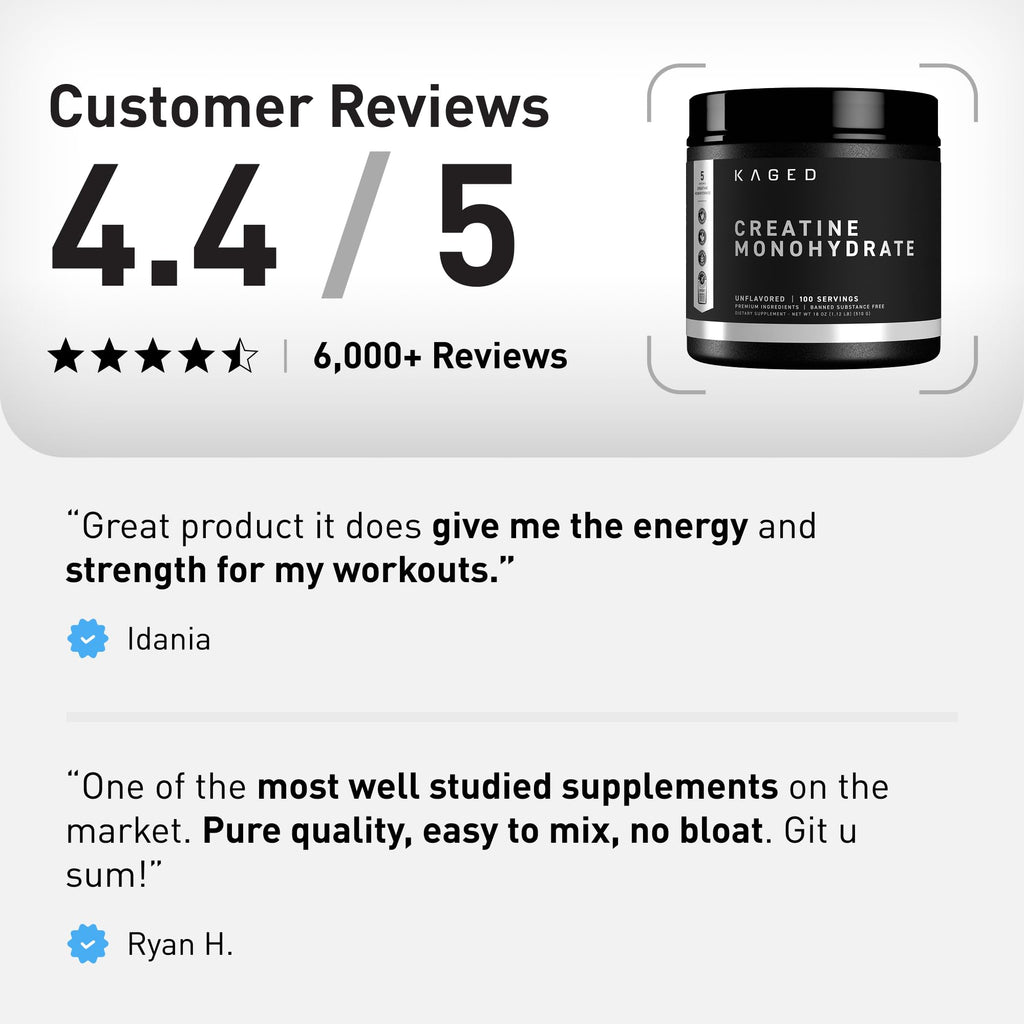 Kaged Creatine Monohydrate Micronized Powder | Unflavored | Muscle Building & Recovery | 5000 mg Per Serving | Vegan, Gluten Free, Easily Digestible - FENGGESTORE20
